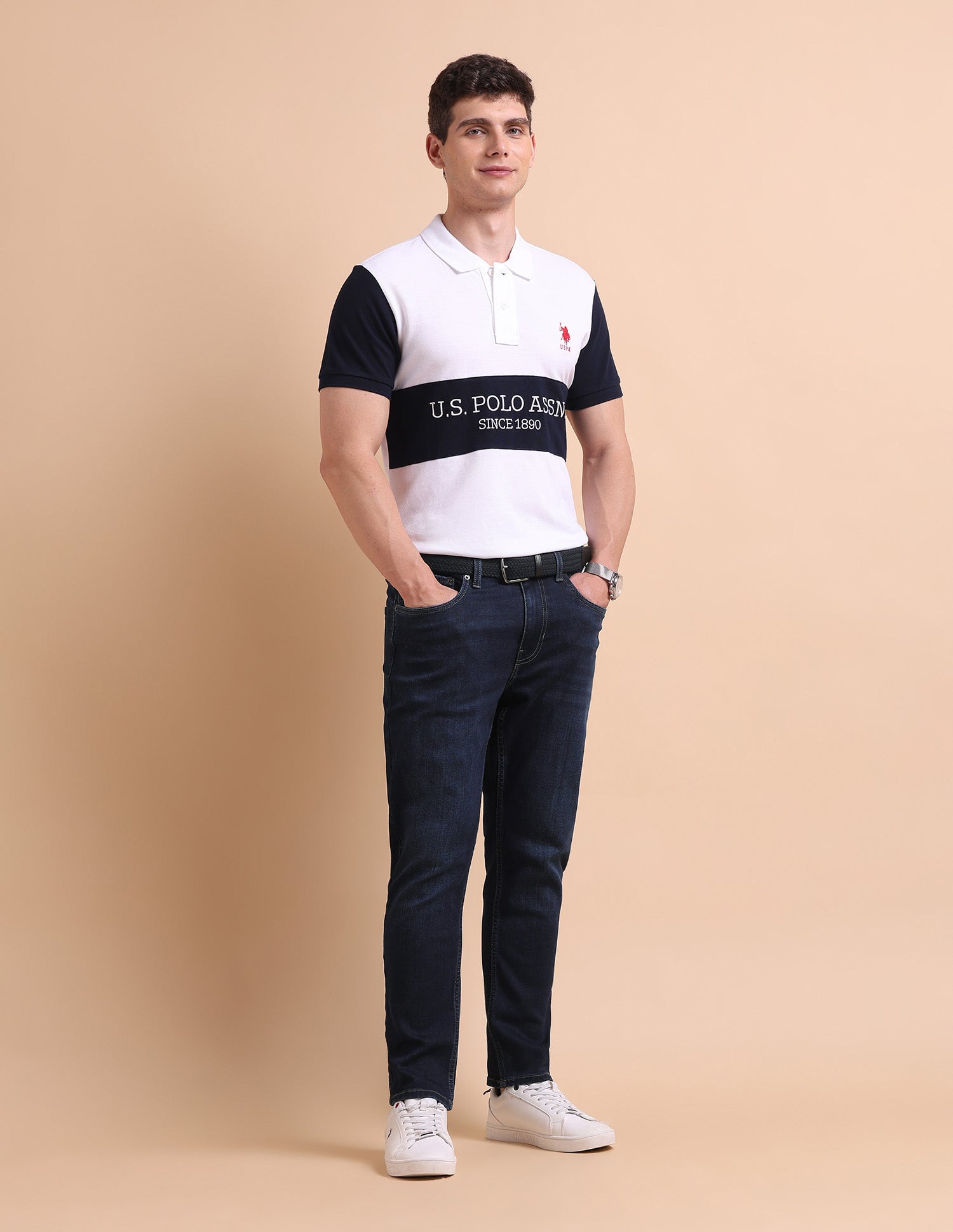 Cole Comfort Cropped Fit Blue Jeans Blue - U.S. POLO ASSN. | Large