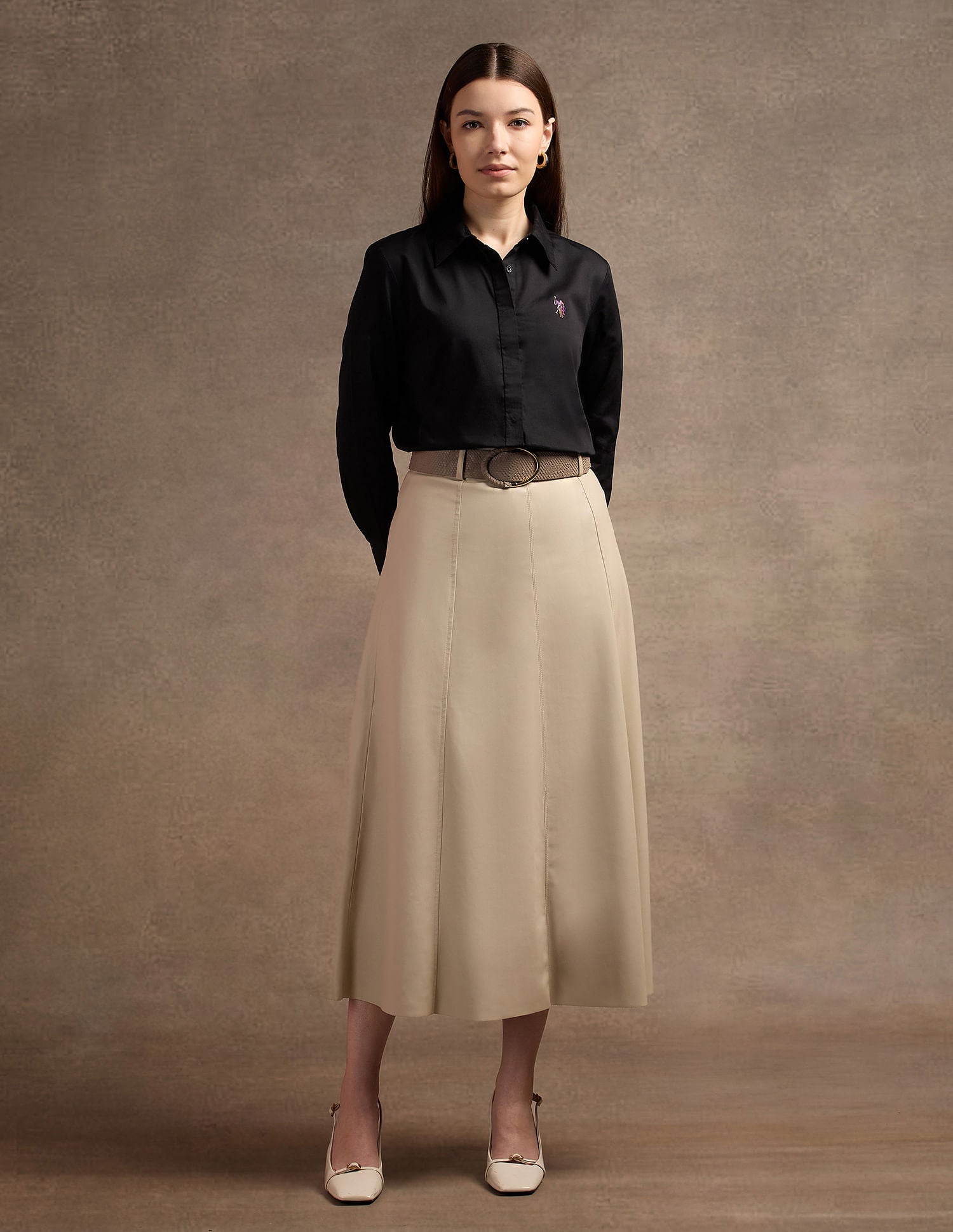 Regular Fit Satin Shirt Black - U.S. POLO ASSN. | Large