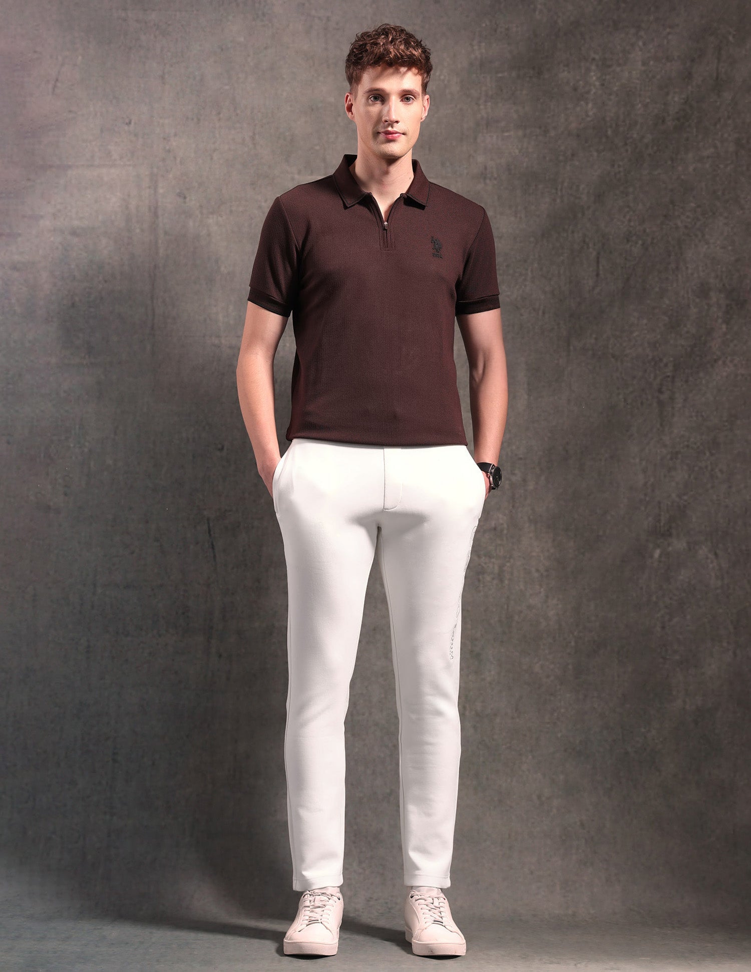 Mid Rise Black & Gold Track Pants Ivory - U.S. POLO ASSN. | Large