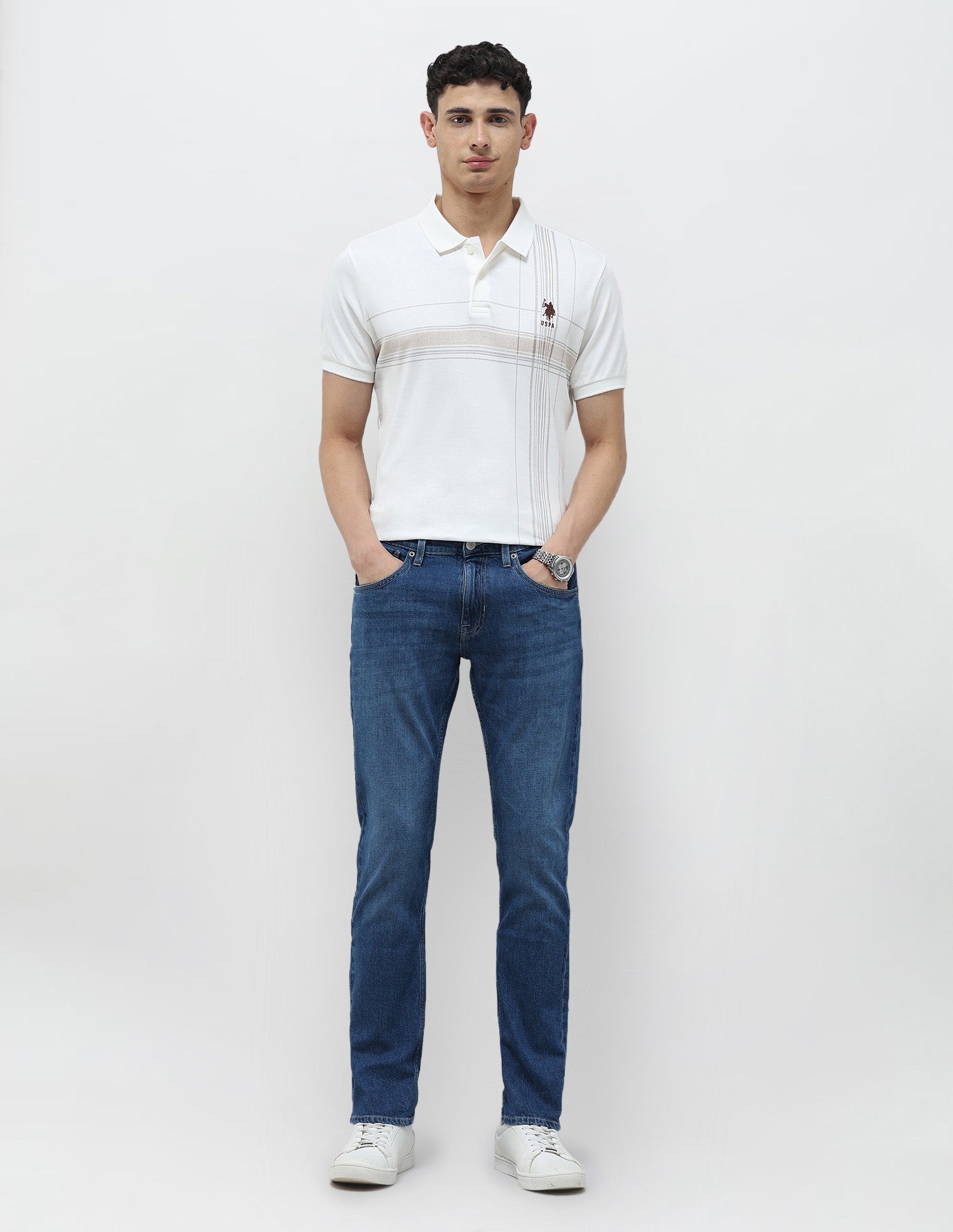 Brandon Slim Tapered Fit Whiskered Jeans Indigo - U.S. POLO ASSN. | Large