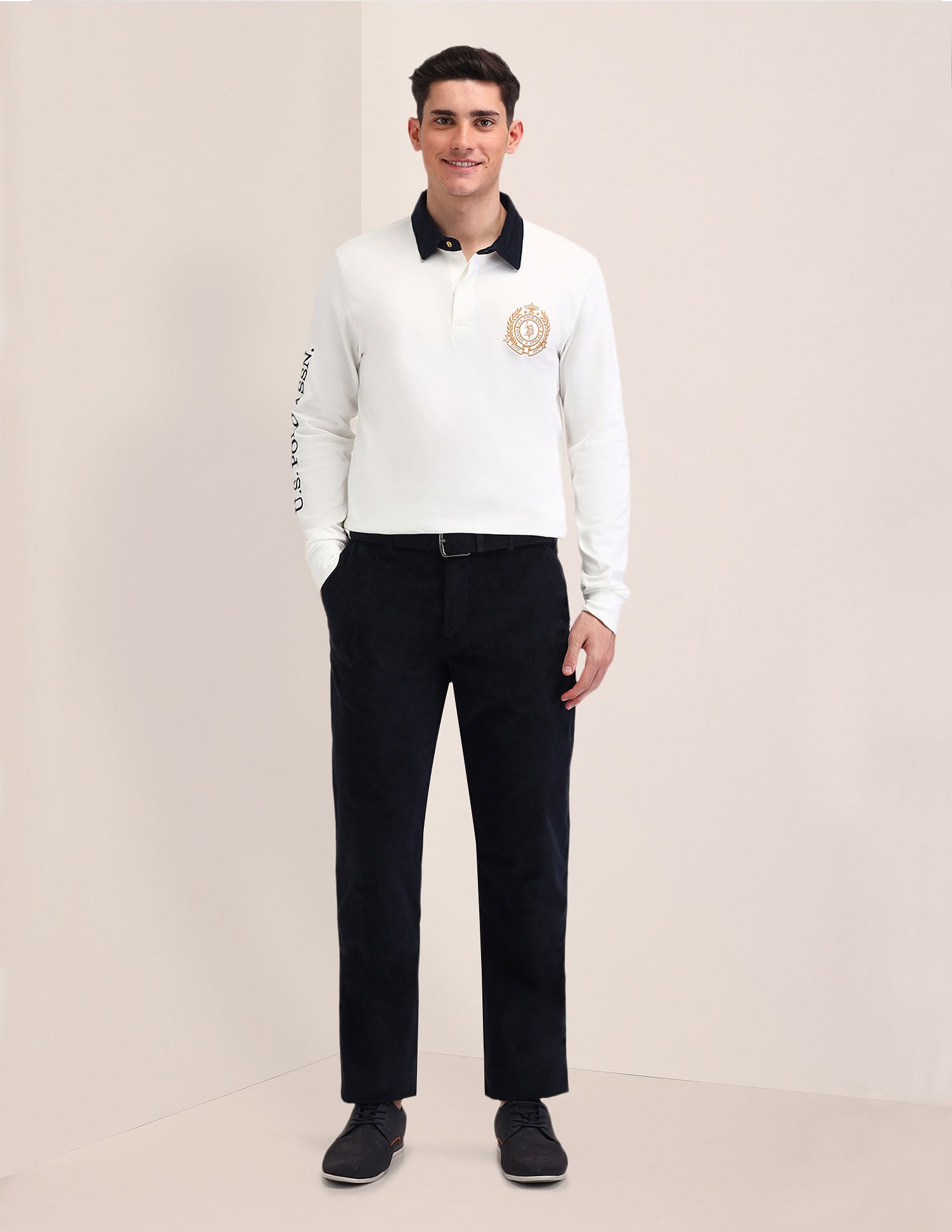 Slim Fit Brand Embroidered Polo Shirt Off White - U.S. POLO ASSN. | Large