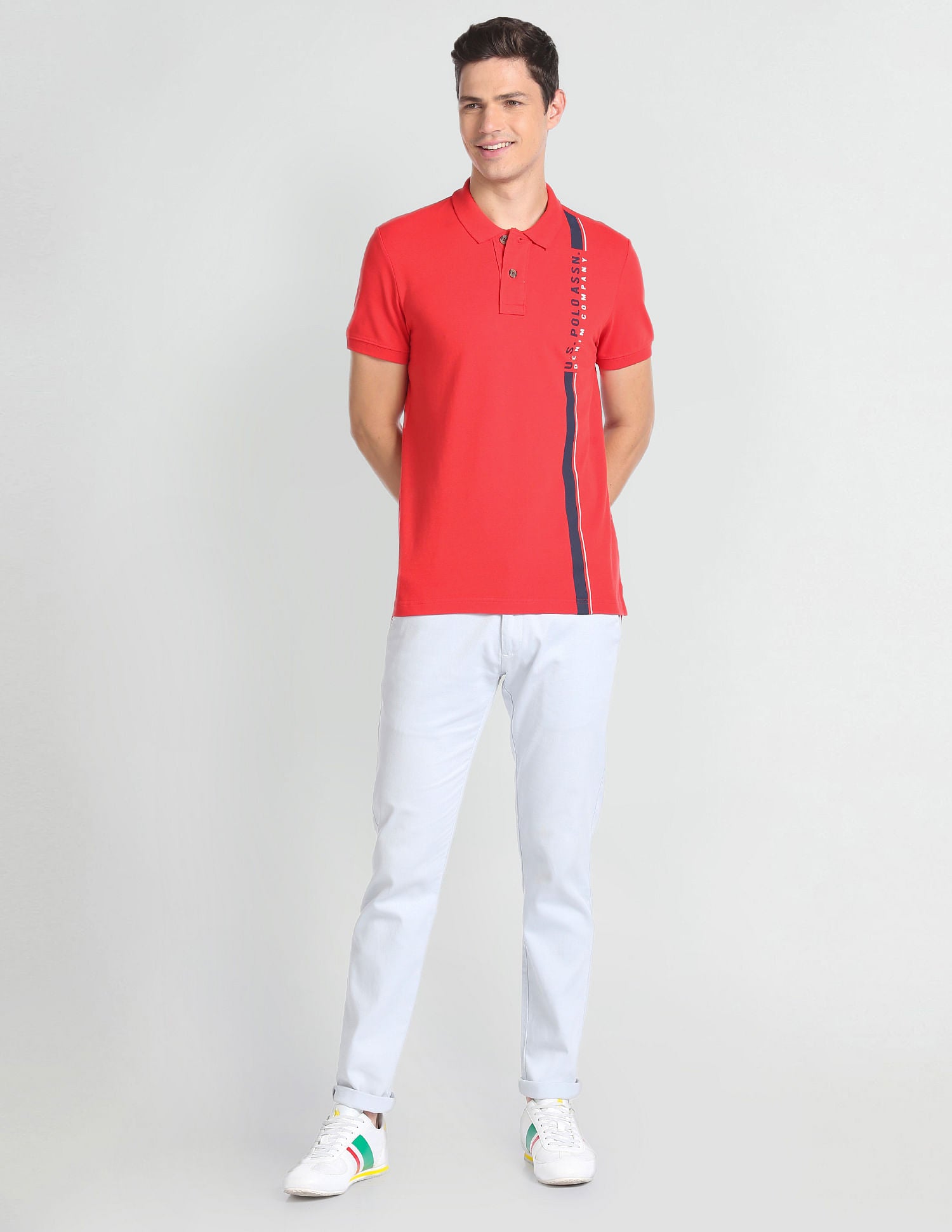 Brand Print Cotton Polo Shirt Red - U.S. Polo Assn. India | Large
