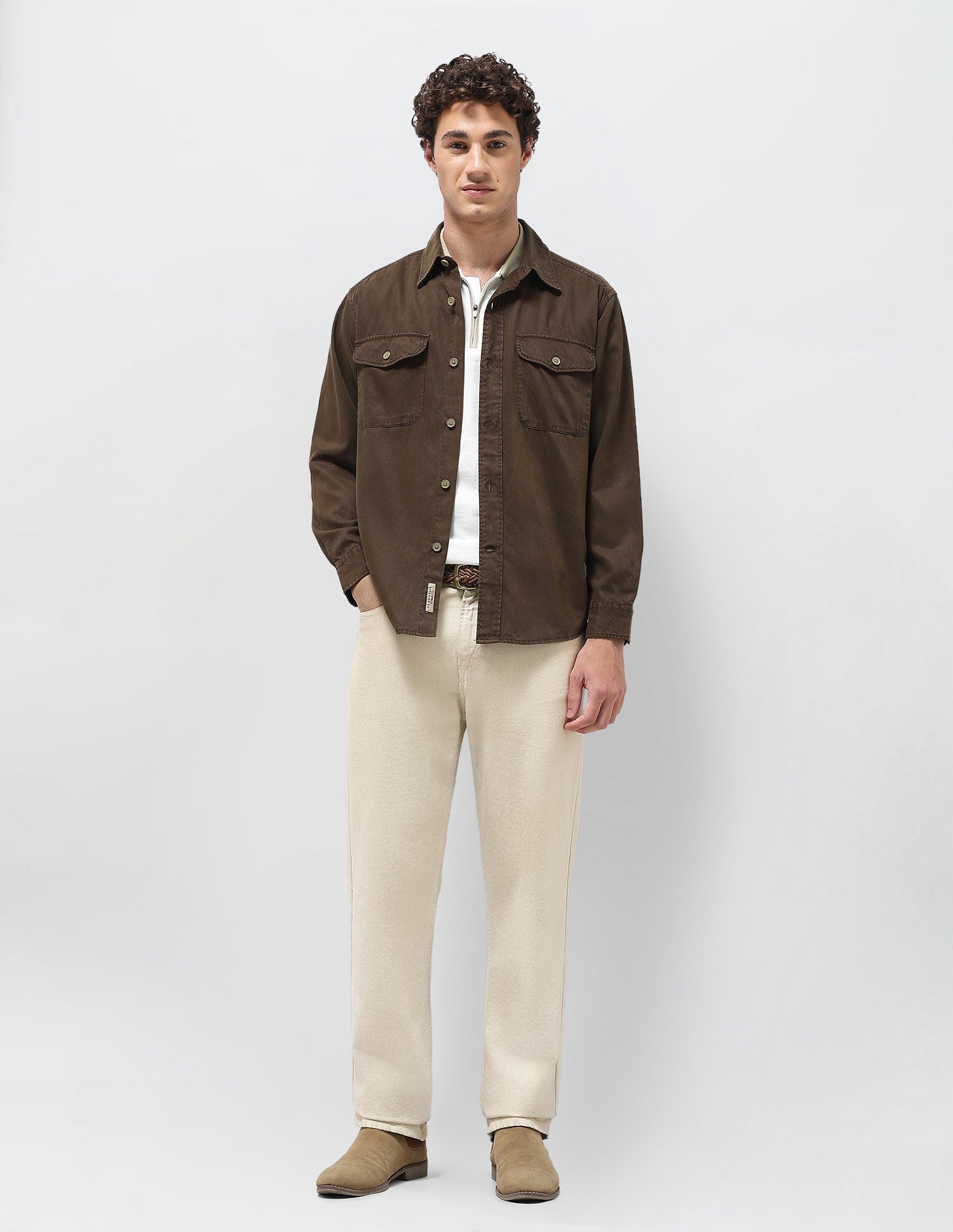 Comfort Fit Twill Shirt Brown - U.S. Polo Assn. India | Large