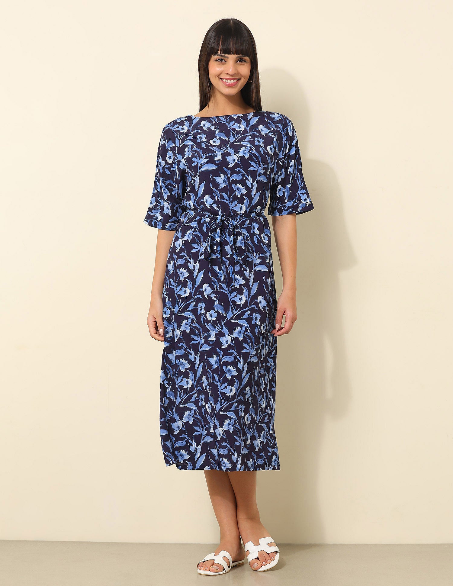 Floral Printed Fit & Flare Midi Dress Multi-colour - U.S. Polo Assn. India | Large