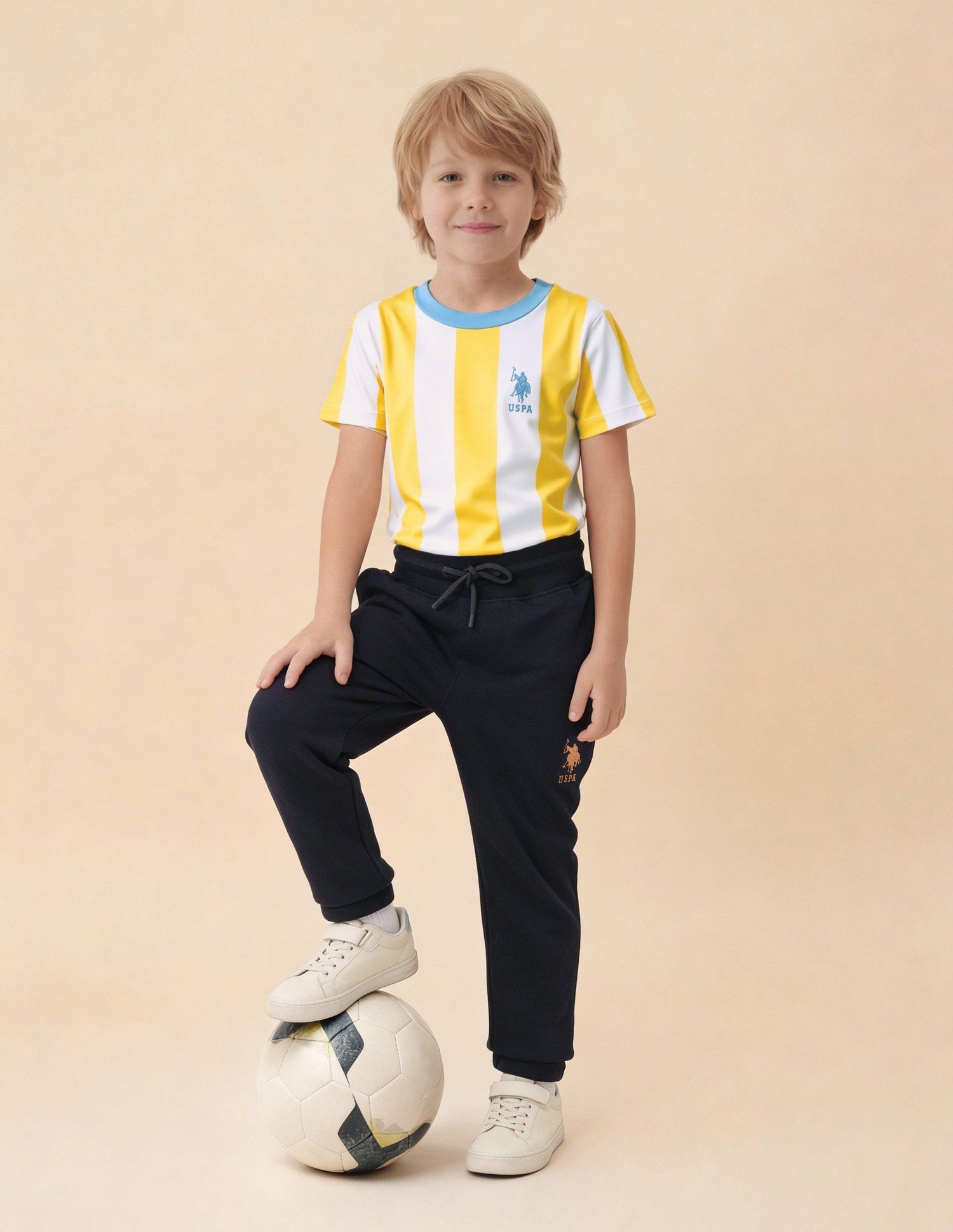 Boys Mid Rise Solid Joggers Navy - U.S. Polo Assn. India | Large