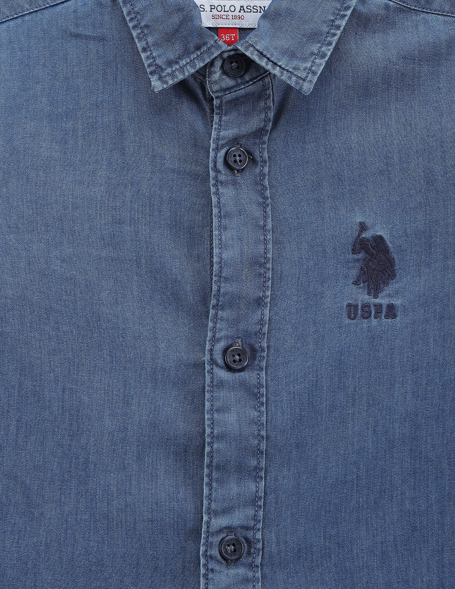 Boys Washed Chambray Shirt Blue - U.S. POLO ASSN. | Large