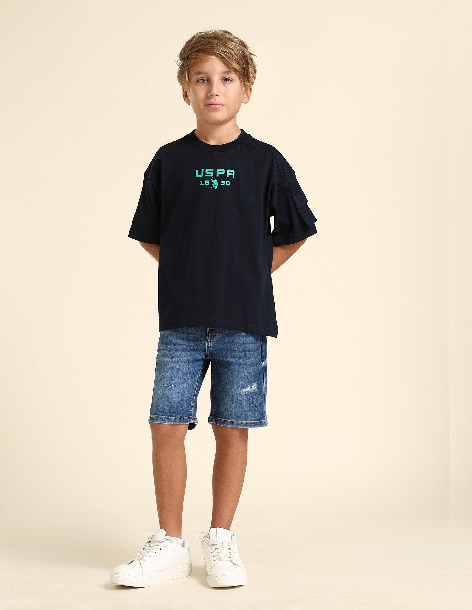 Boys Regular Fit Solid T-Shirt Navy - U.S. POLO ASSN. | Large