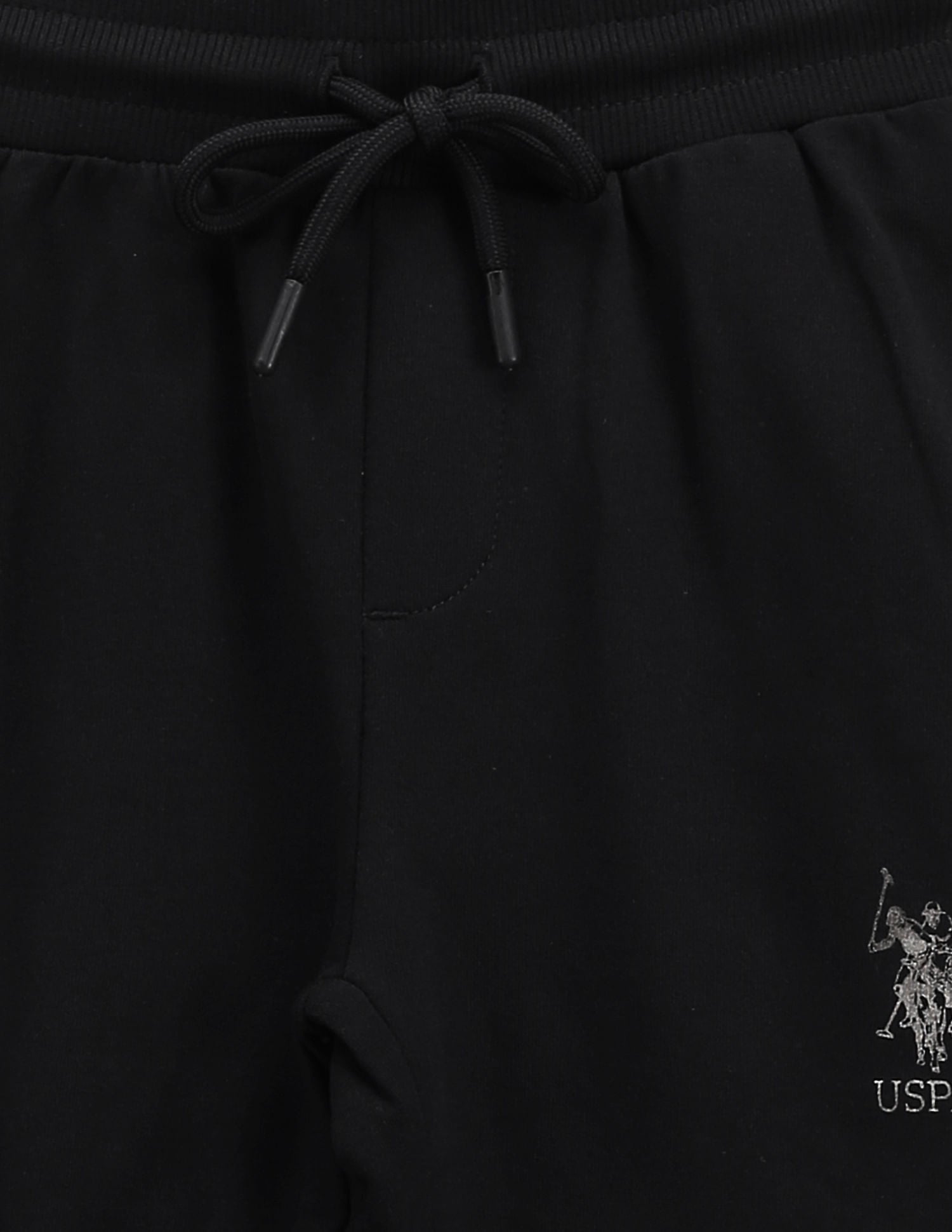 Boys Mid Rise Solid Joggers Black - U.S. Polo Assn. India | Large