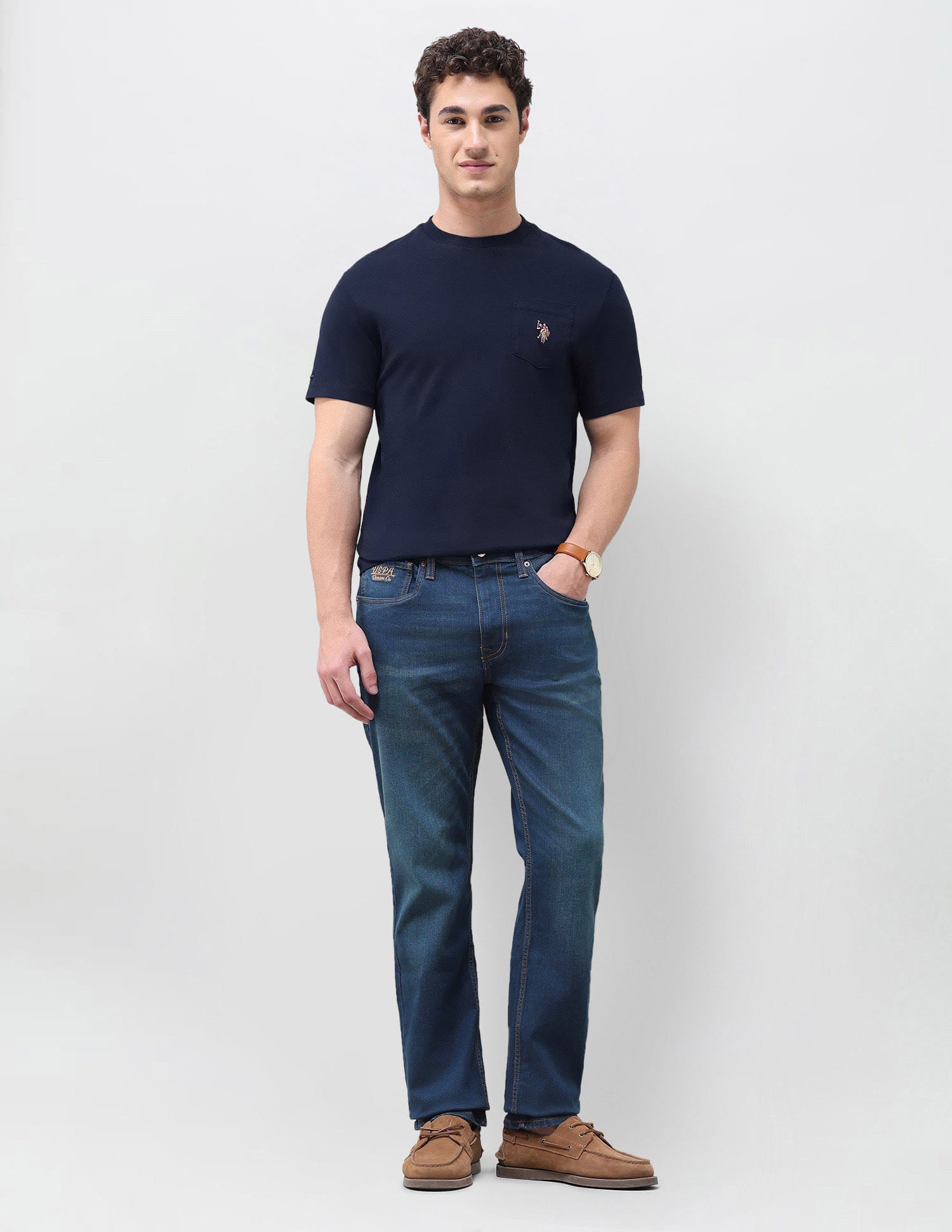 Solid Slim Fit Jeans Blue - U.S. Polo Assn. India | Large