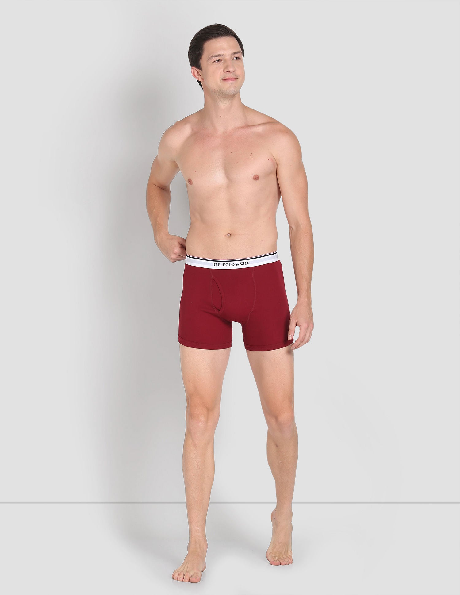 Mid Rise Solid 1667 Trunks - Pack Of 3 Wine, Black and Seaport - U.S. POLO ASSN. | Large