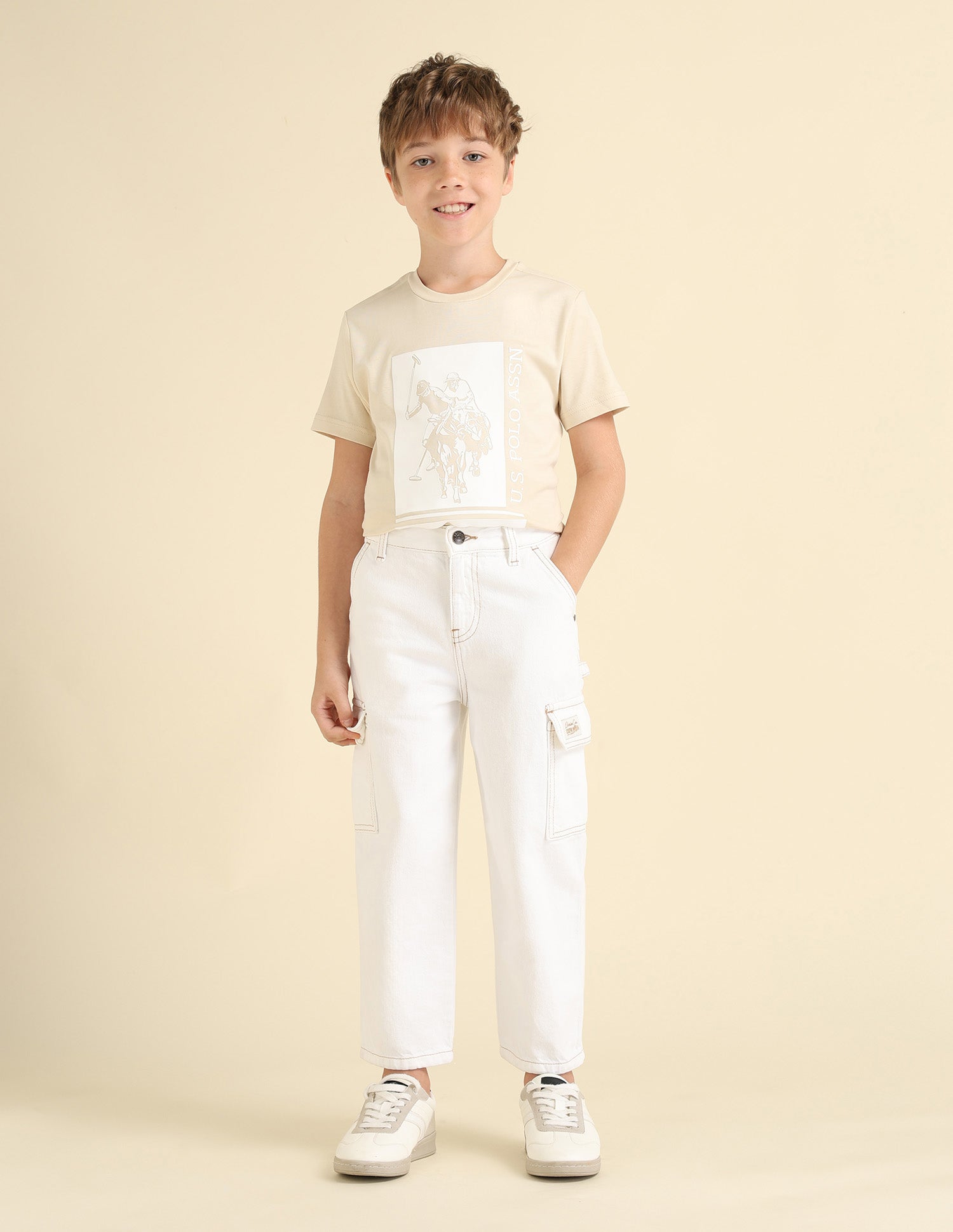 Boys Mid Rise Baggy Fit Jeans White - U.S. POLO ASSN. | Large