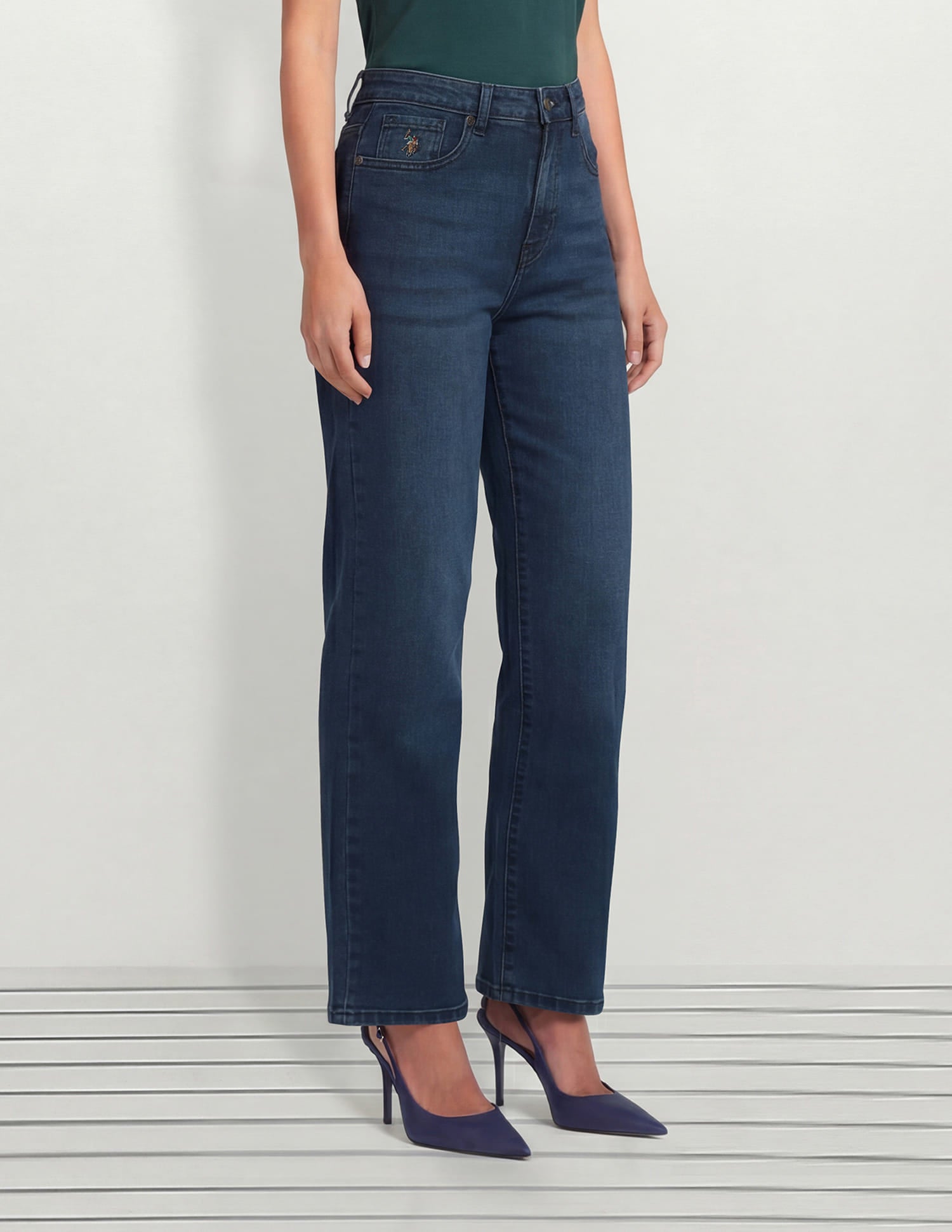 High Rise Straight Fit Jeans Blue - U.S. Polo Assn. India | Large