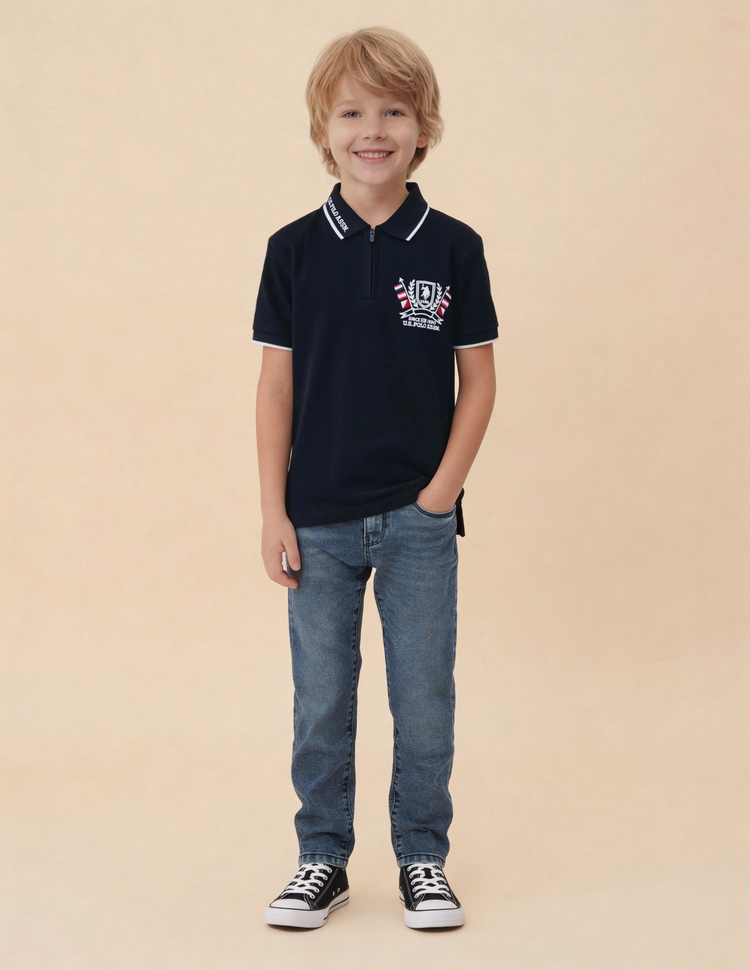 Solid Regular Fit Polo Shirt Navy - U.S. Polo Assn. India | Large