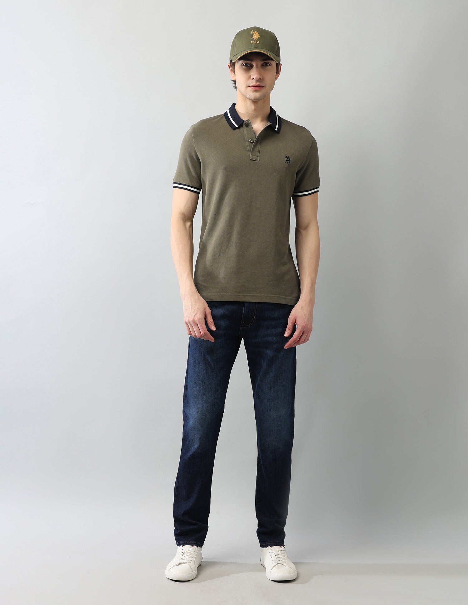 Solid Muscle Fit Polo Shirt Light Olive - U.S. Polo Assn. India | Large