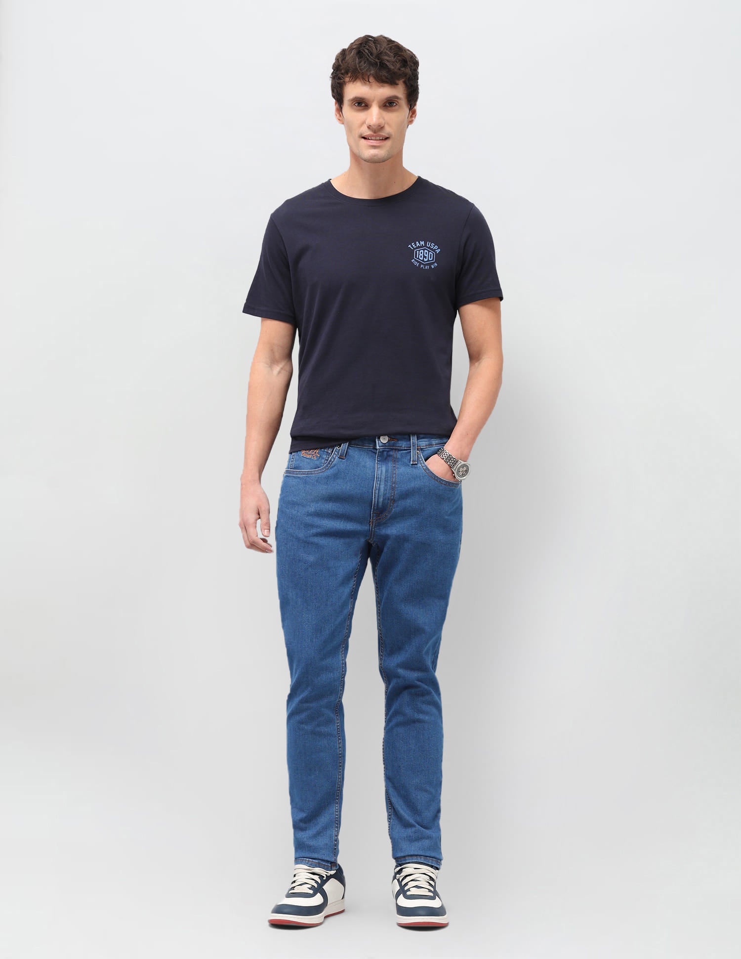 Solid Slim Fit Jeans Blue - U.S. Polo Assn. India | Large