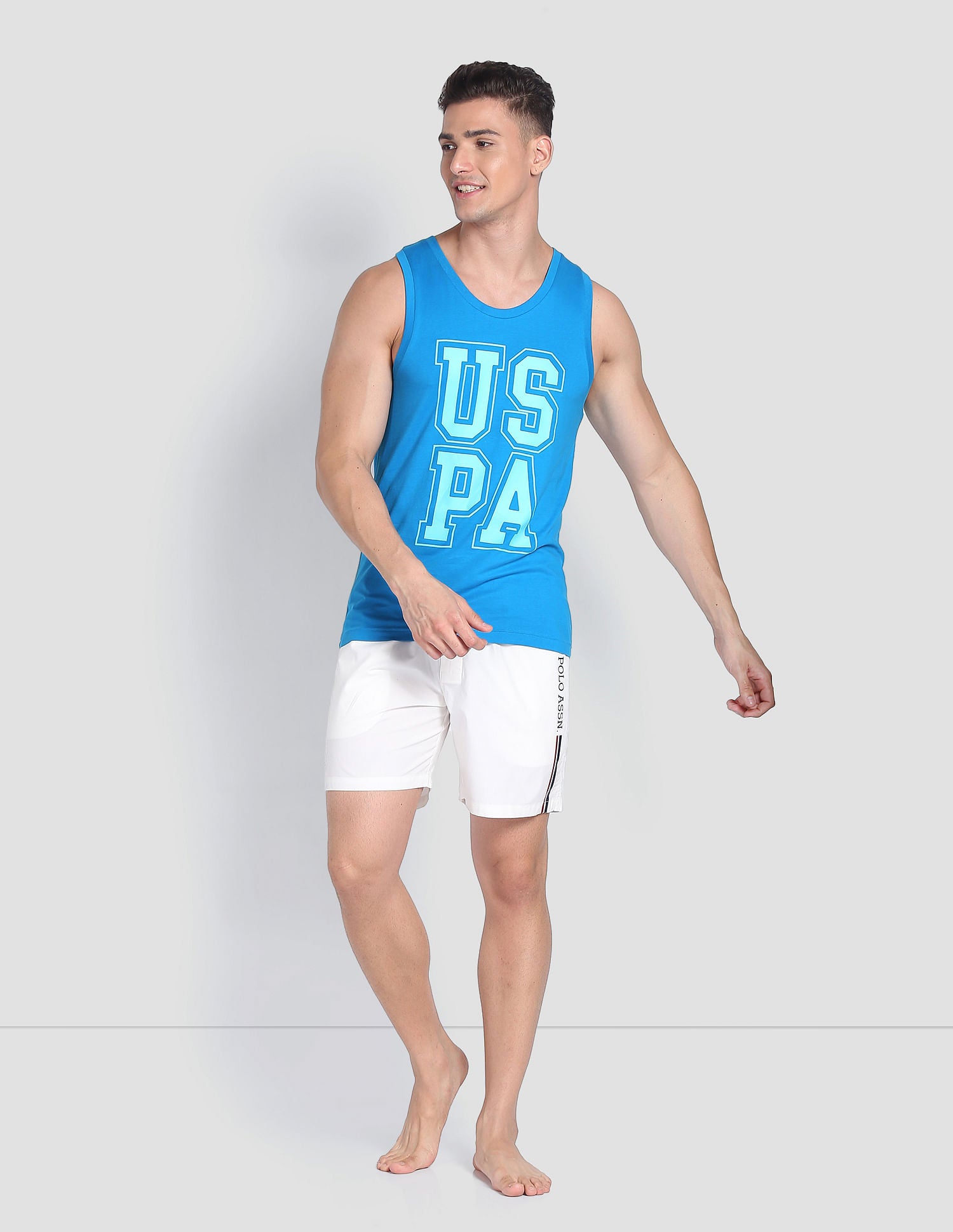 Brand Print Cotton IYBD Vest - Pack Of 1 Dusty Blue - U.S. POLO ASSN. | Large