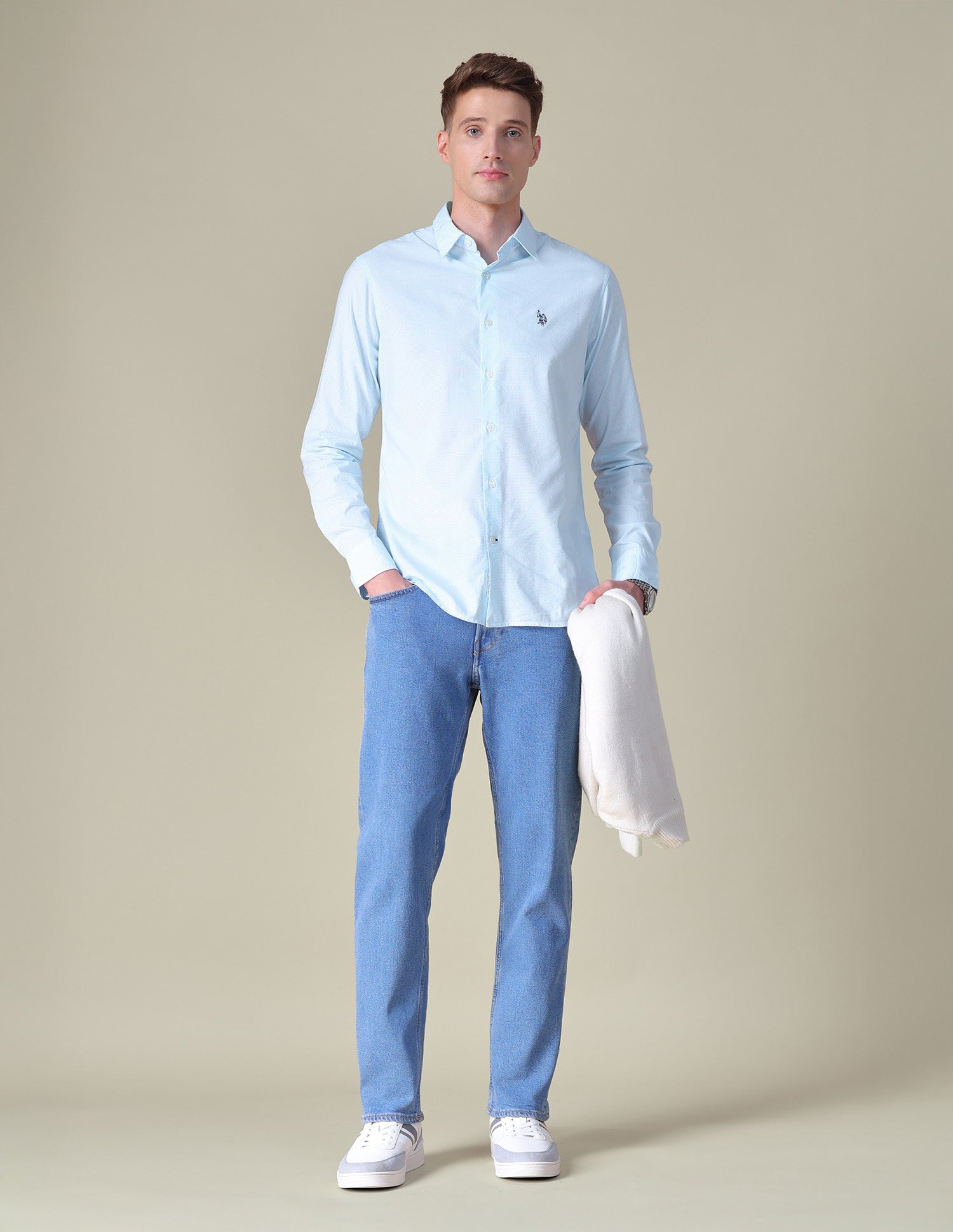 Gingham Checked Tailored Fit Shirt Blue - U.S. POLO ASSN. | Large