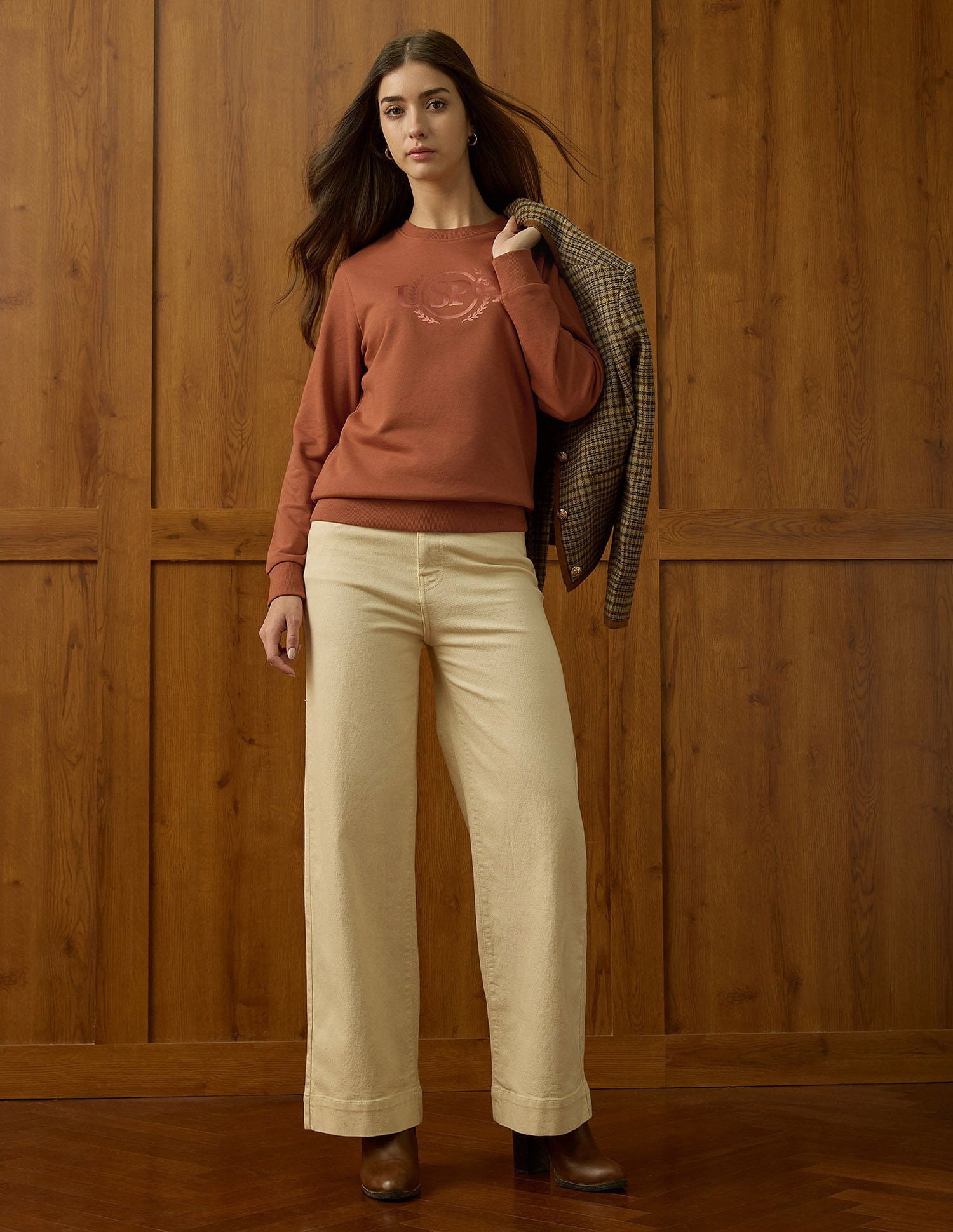 Brand Printed Regular Fit Sweatshirt Rust - U.S. POLO ASSN. | Large