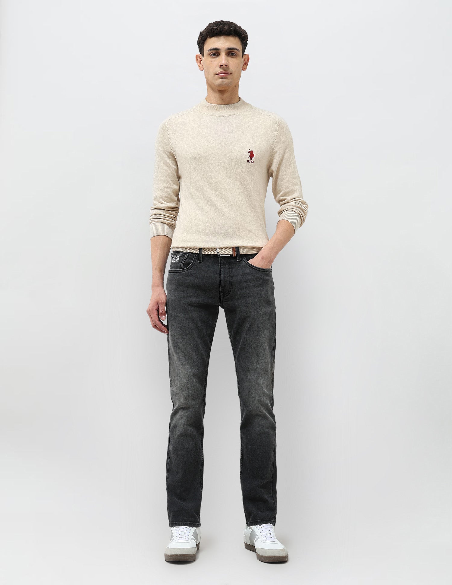 Brandon Slim Tapered Fit Whiskered Jeans Black - U.S. POLO ASSN. | Large