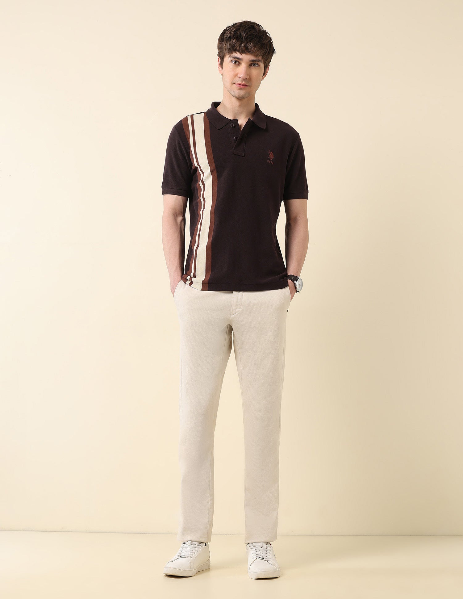 Colourblocked Classic Polo Shirt Dark Brown - U.S. POLO ASSN. | Large
