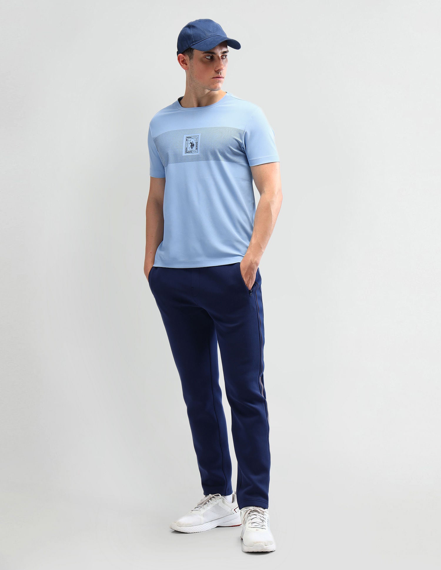 Slim Fit Brand Printed T-Shirt Light Blue - U.S. Polo Assn. India | Large