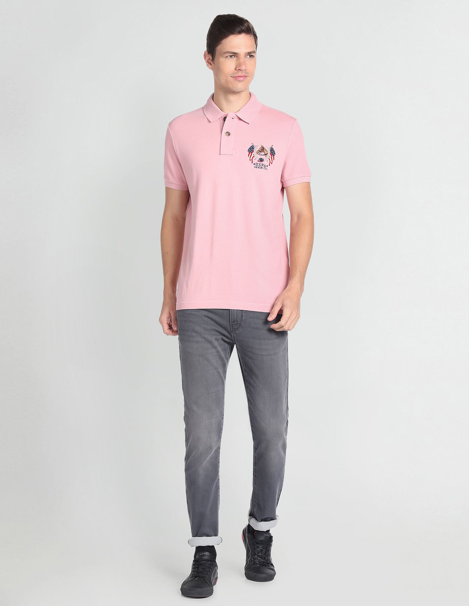 Solid Muscle Fit Polo Shirt Pink - U.S. Polo Assn. India | Large