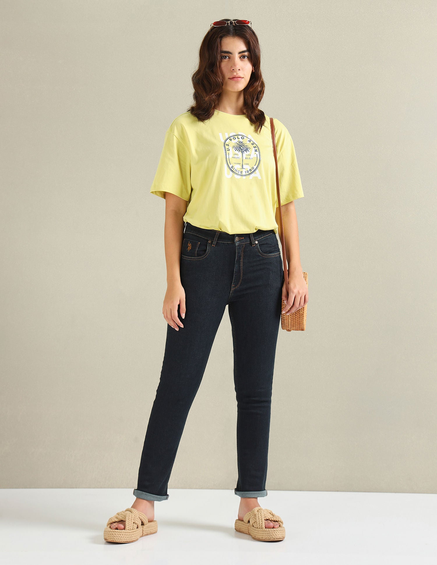 Pure Cotton Boyfriend T-Shirt Yellow - U.S. POLO ASSN. | Large