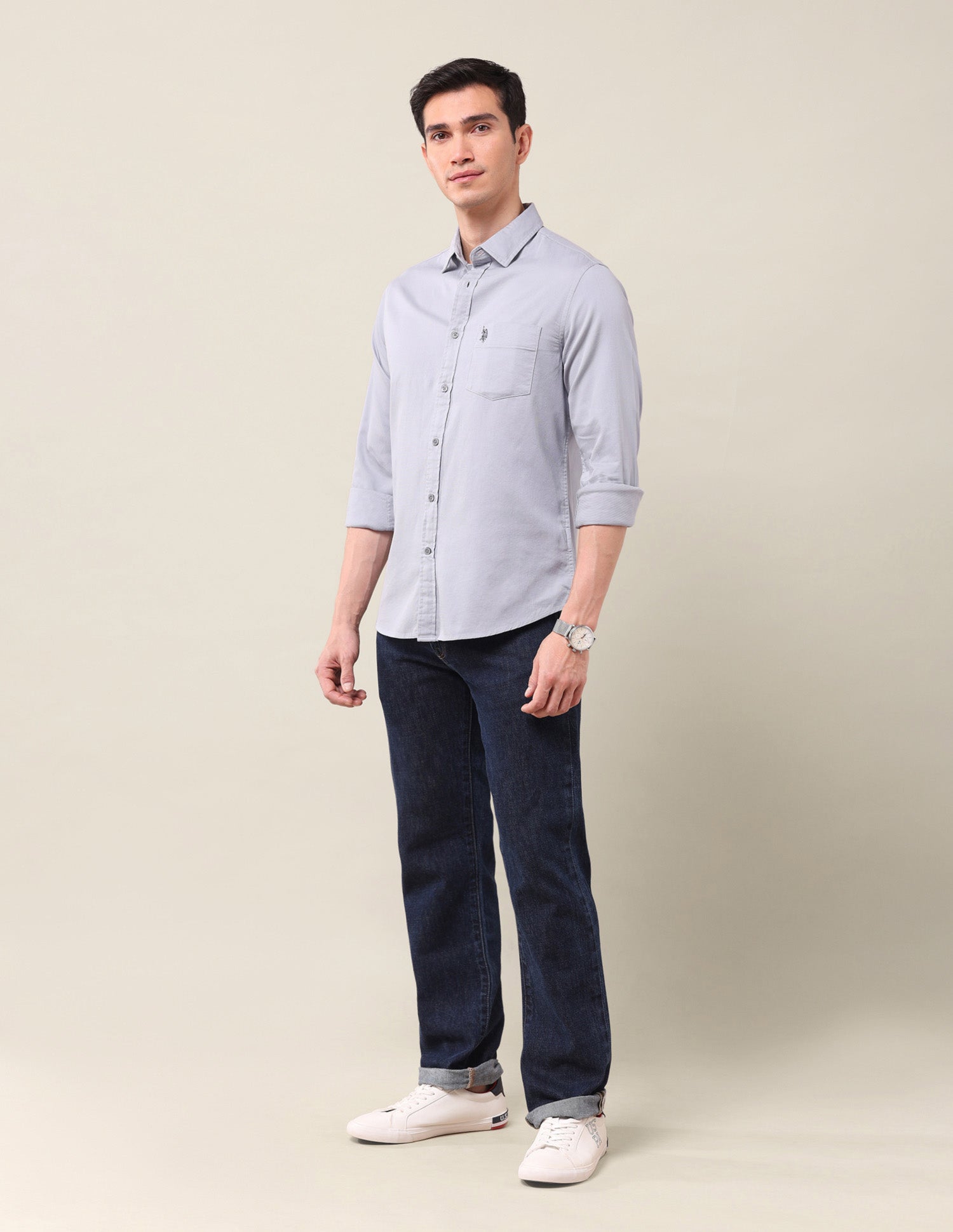 Solid Tailored Fit Shirt Grey - U.S. POLO ASSN. | Large