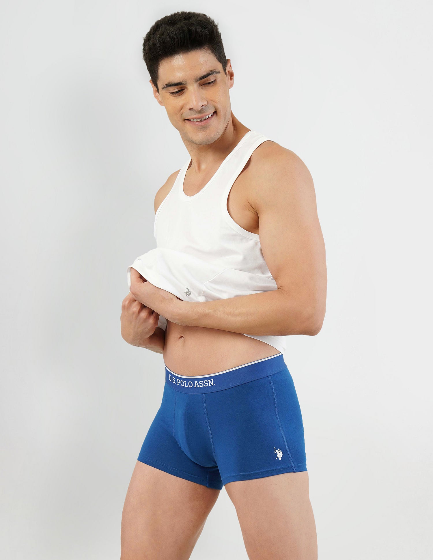 Antibacterial Solid ET004 Trunks - Pack Of 2 Black and Blue - U.S. POLO ASSN. | Large