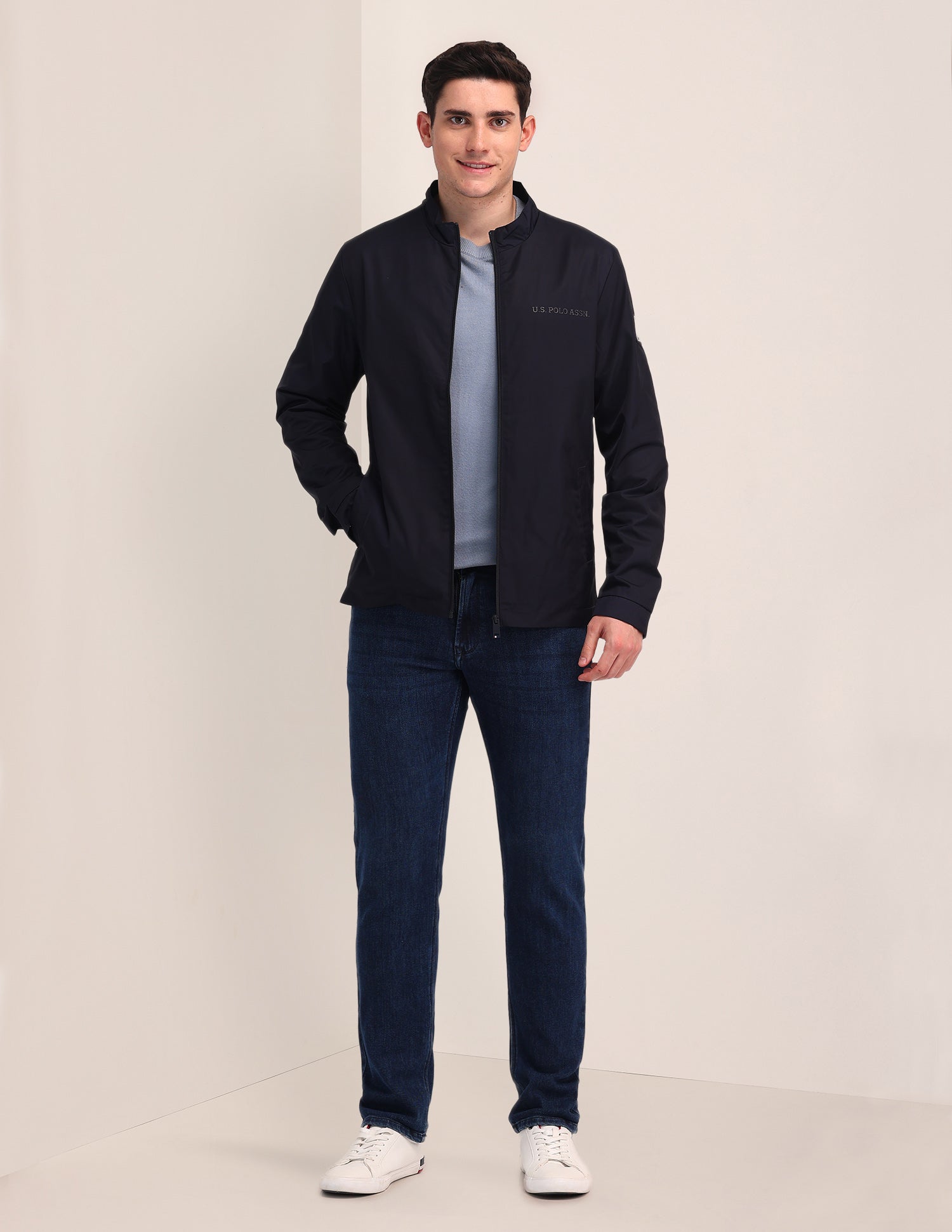Solid Casual Jacket Navy - U.S. Polo Assn. India | Large