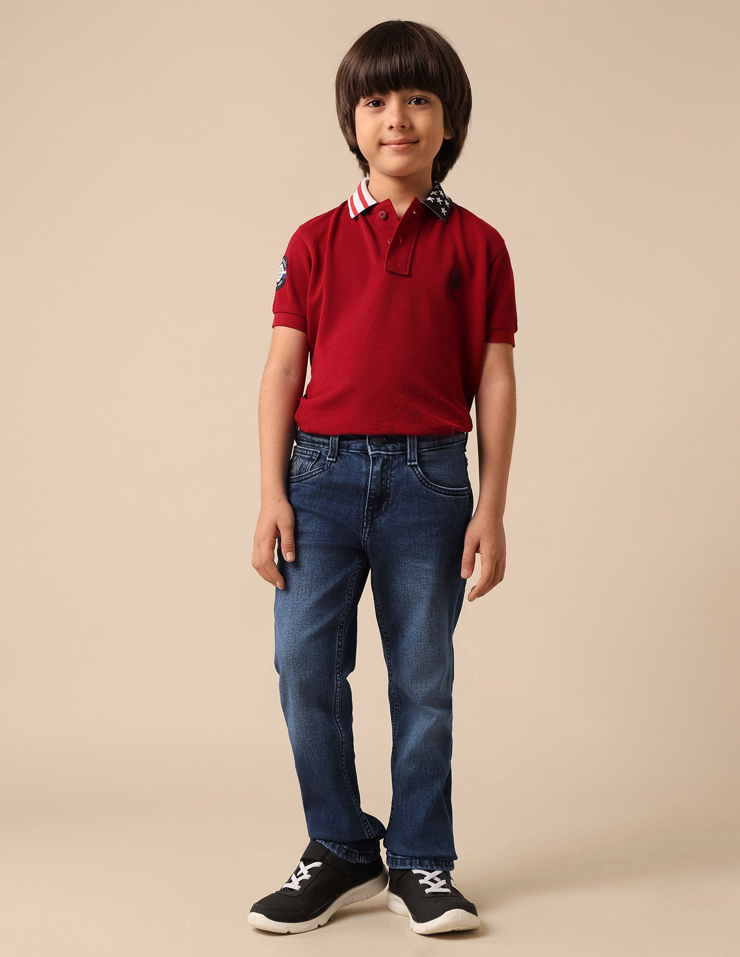 Boys Stone Washed Relaxed Fit Jeans Dark Blue - U.S. POLO ASSN. | Large