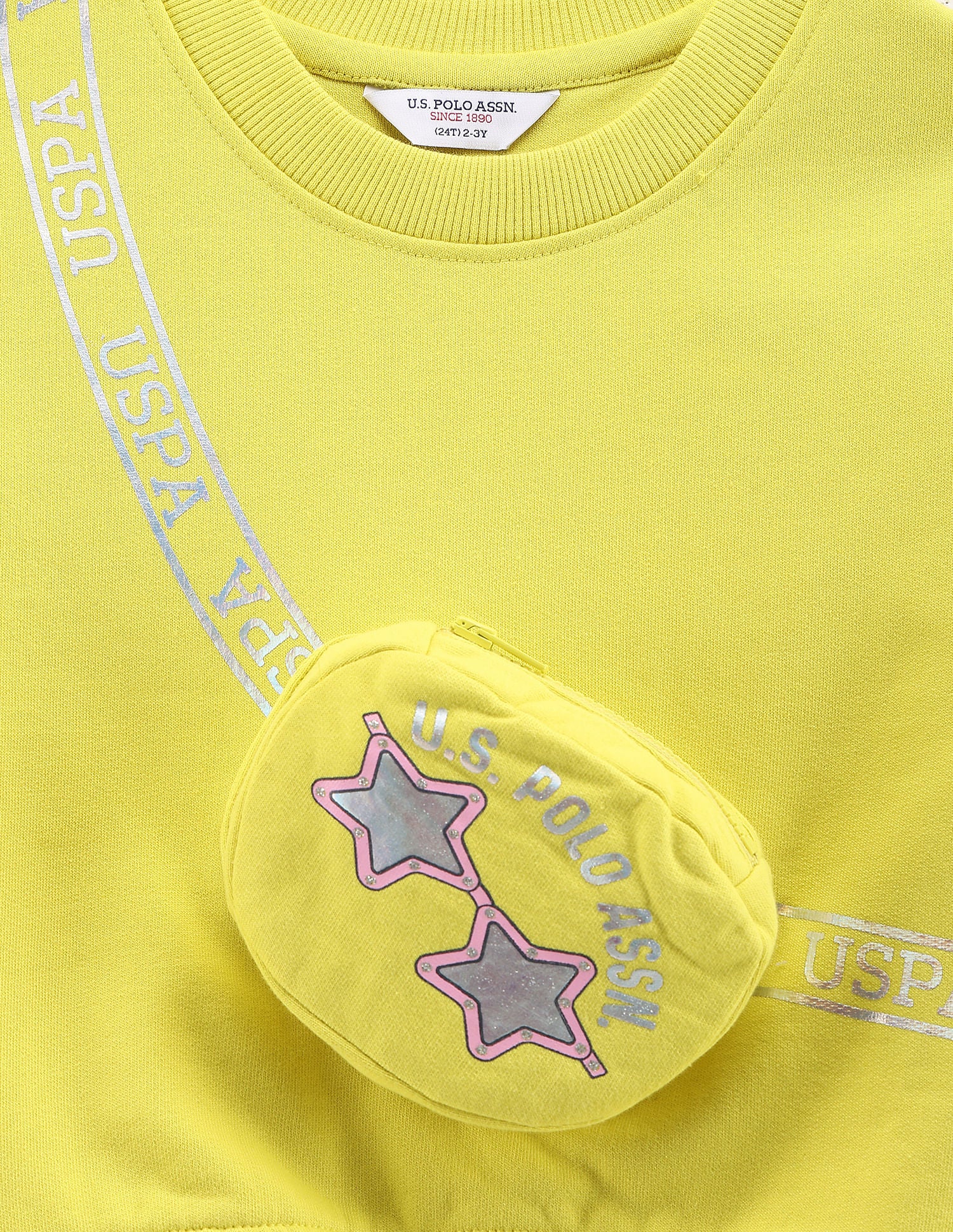 Girls Brand Print Sweatshirt Lime - U.S. POLO ASSN. | Large