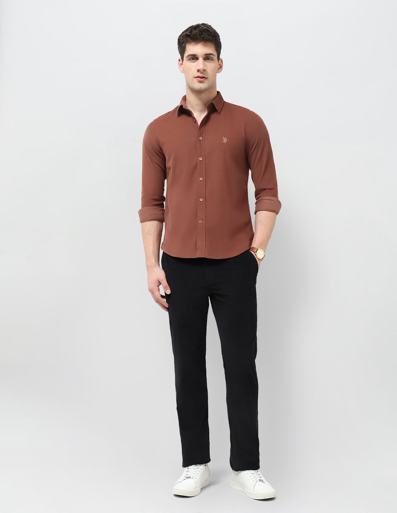 Corduroy Regular Fit Shirt Rust - U.S. POLO ASSN. | Large