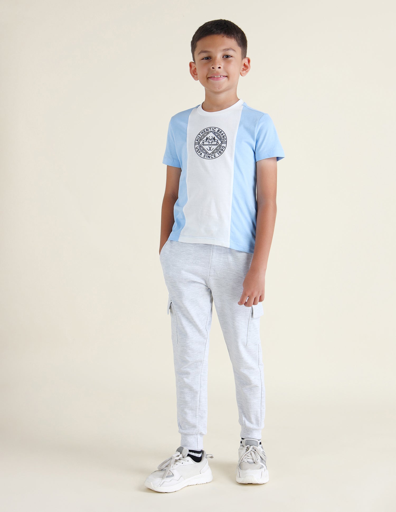 Boys Colour Block Regular Fit T-Shirt Light Blue - U.S. POLO ASSN. | Large