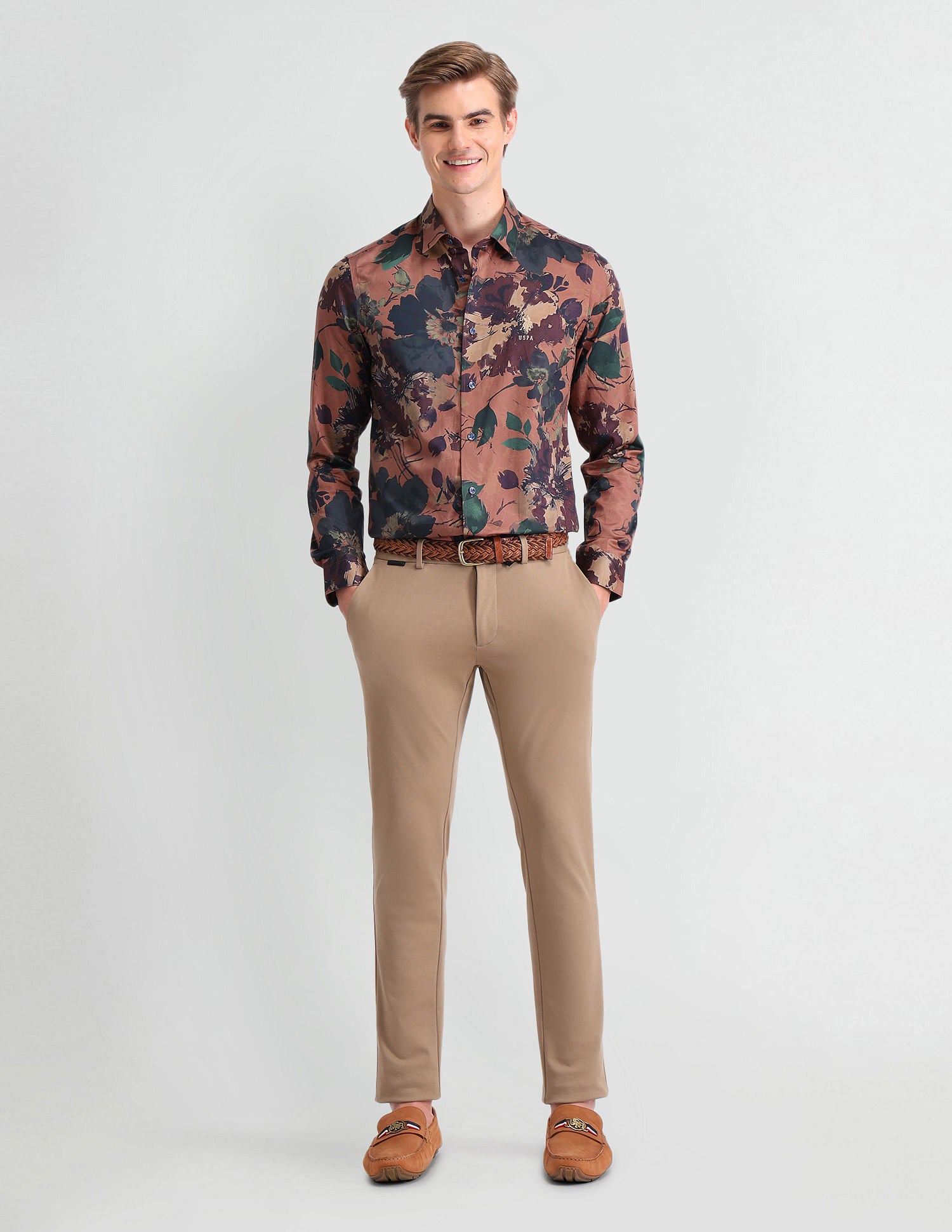Satin Digital Print Shirt Rust - U.S. Polo Assn. India | Large