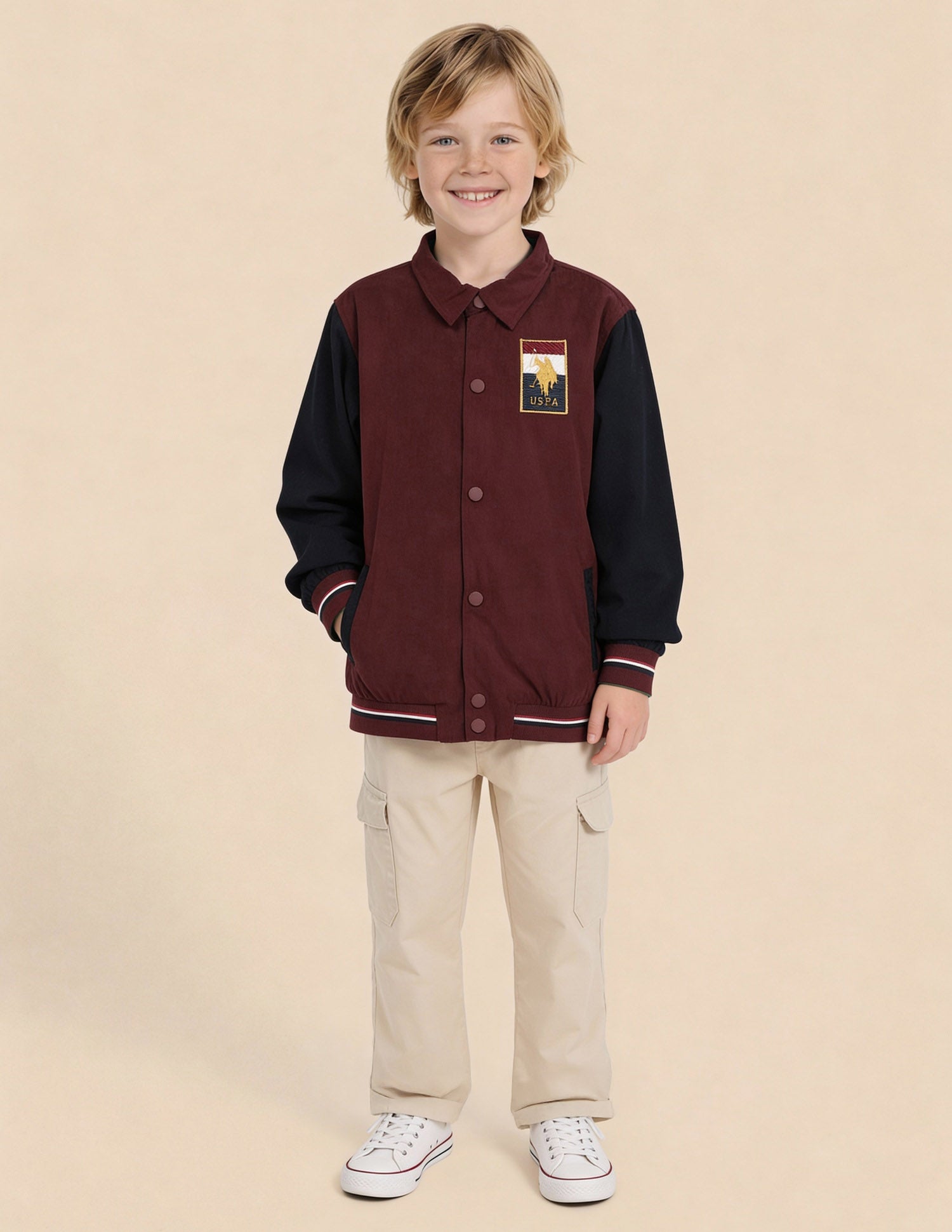 Boys Colourblocked Brand Embroidered Reversible Jacket Maroon - U.S. Polo Assn. India | Large