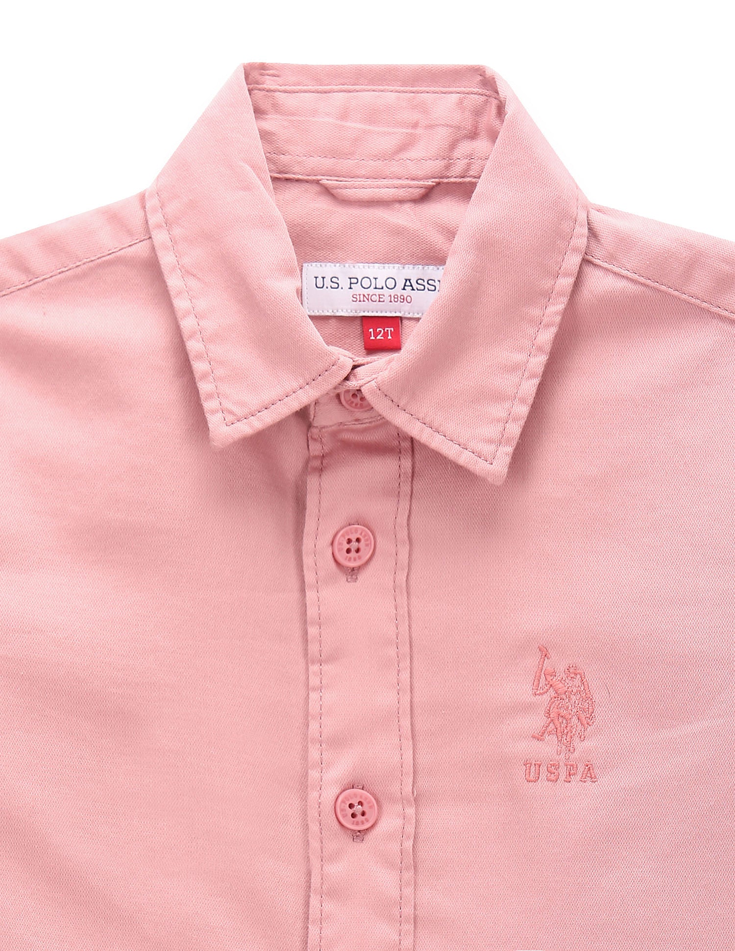 Boys Solid Dobby Shirt Dusty Pink - U.S. POLO ASSN. | Large