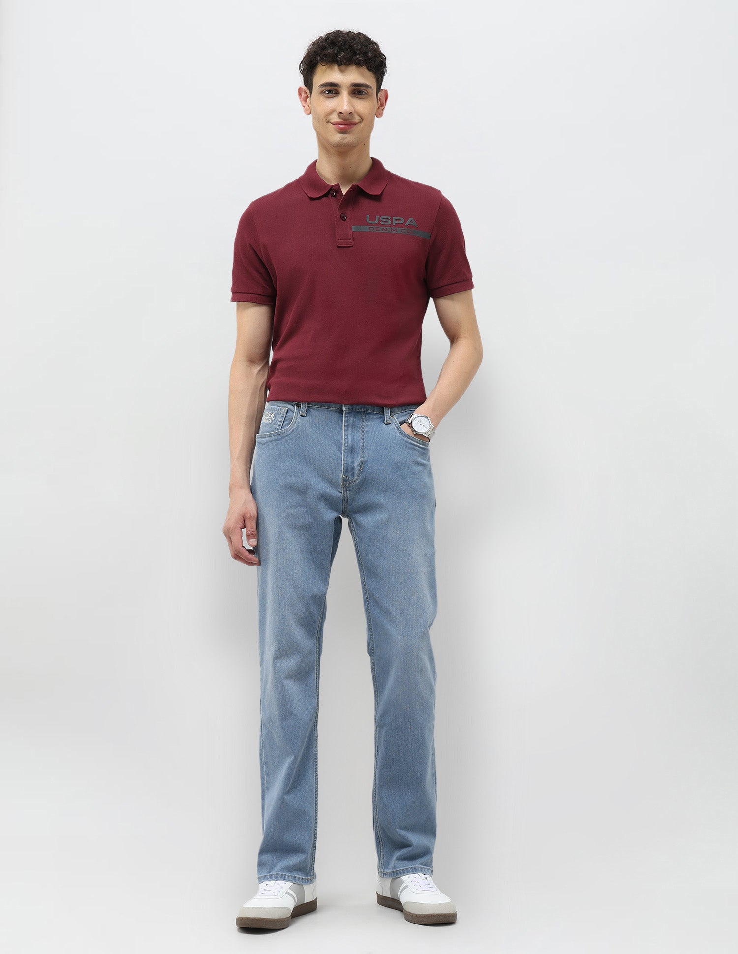 Harold Slim Straight Fit Blue Jeans Light Indigo - U.S. POLO ASSN. | Large