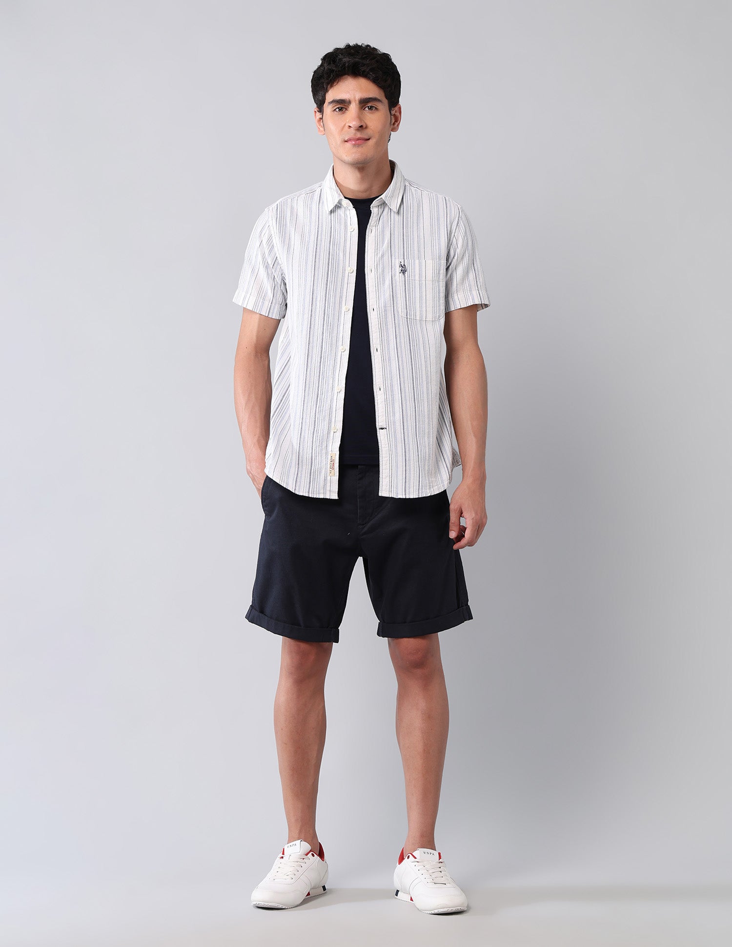 Vertical Striped Pure Cotton Shirt Blue - U.S. POLO ASSN. | Large