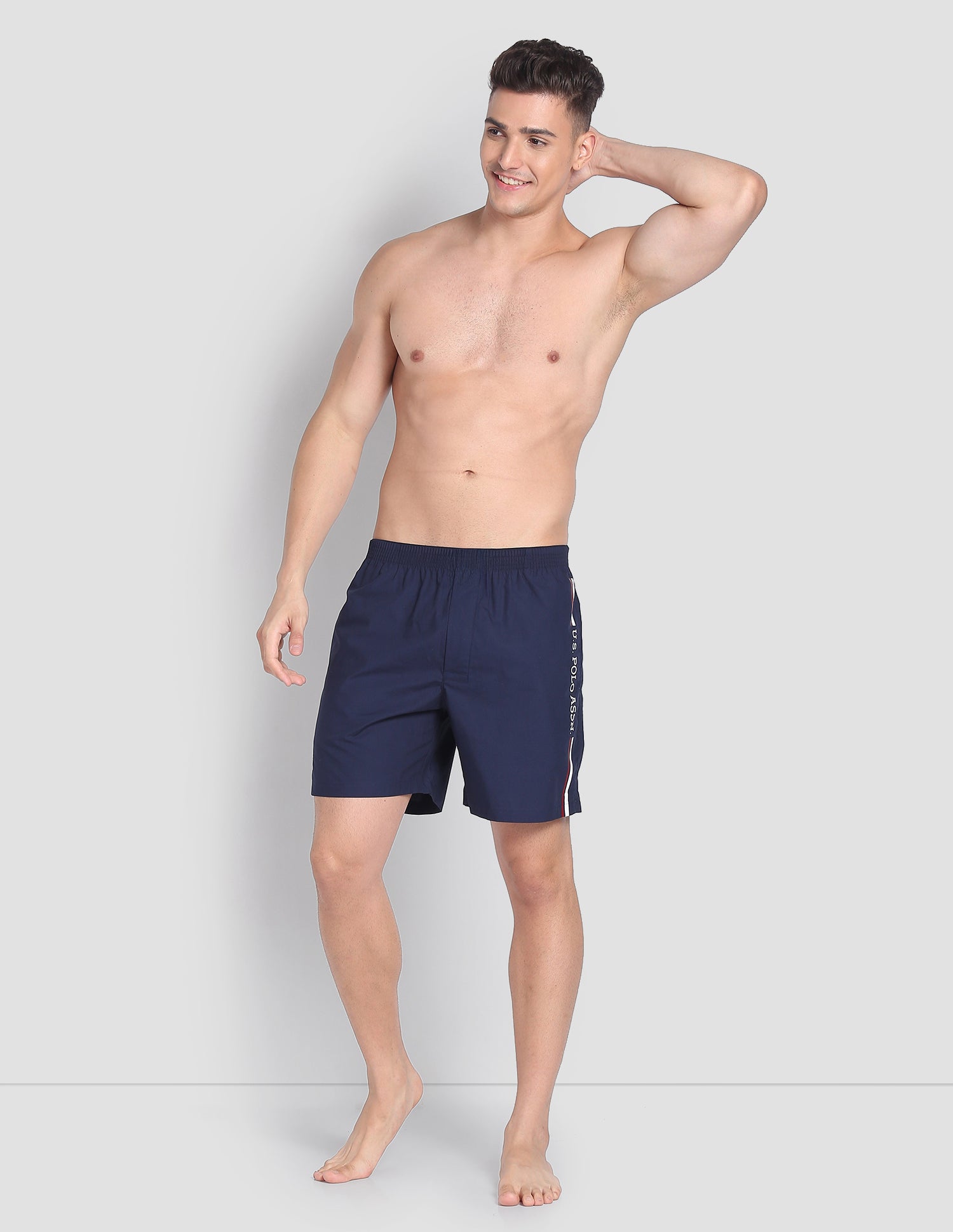 Brand Stripe Dual Pocket IYAX Boxers - Pack Of 1 Navy - U.S. POLO ASSN. | Large