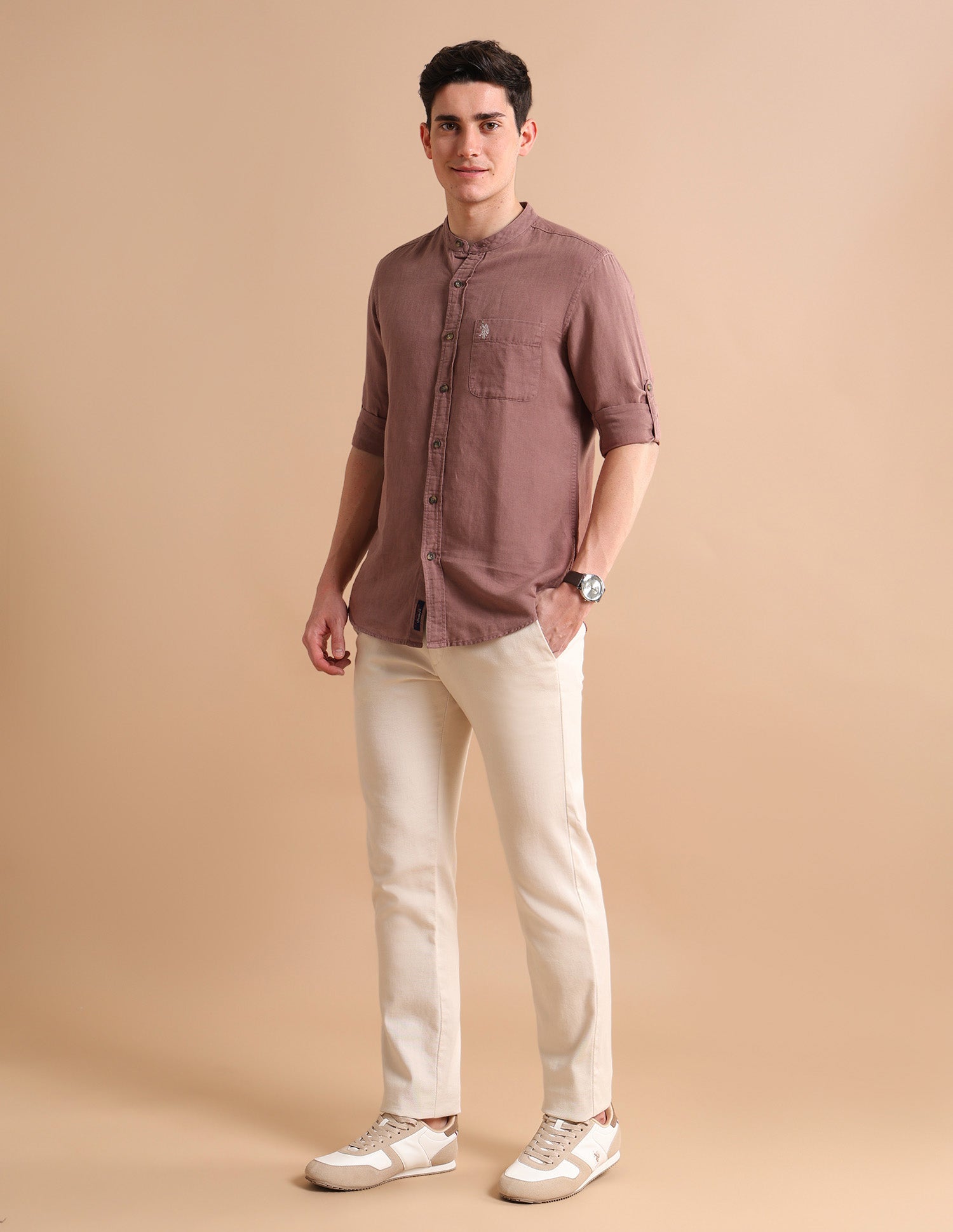 Dyed Linen Shirt Dusty Rose - U.S. POLO ASSN. | Large