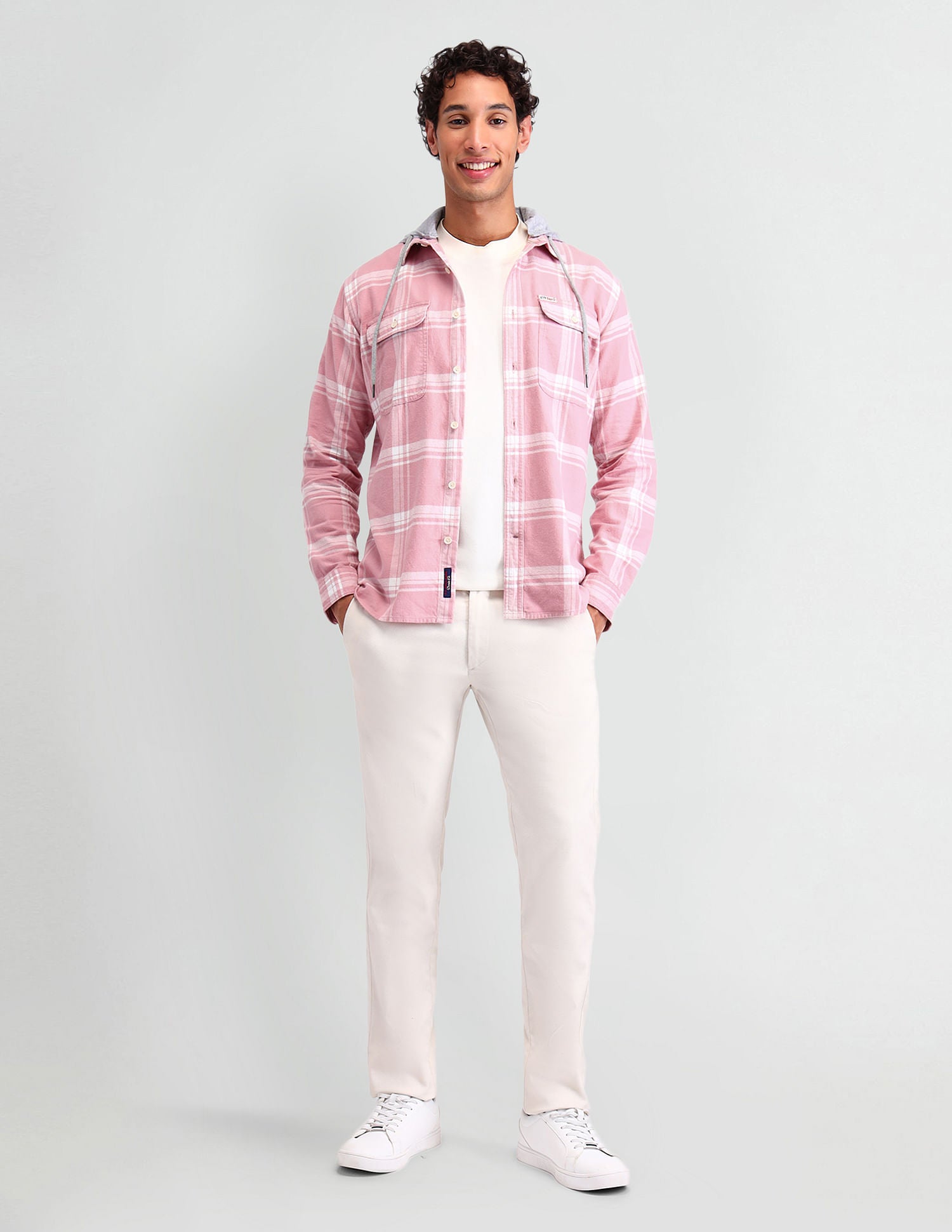 Manhattan Slim Fit Checked Shirt Pink - U.S. Polo Assn. India | Large