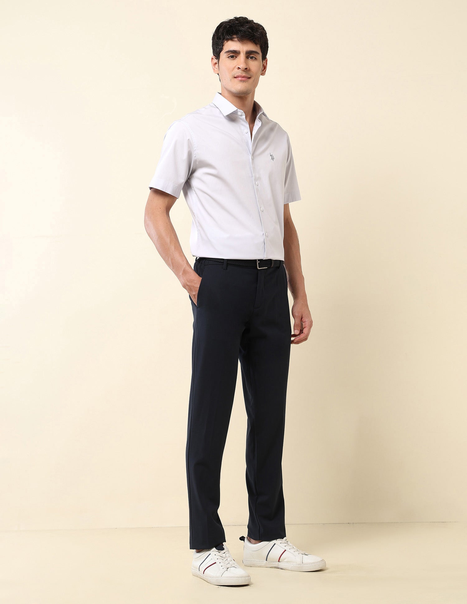 Tailored Fit Poplin Shirt Grey - U.S. Polo Assn. India | Large