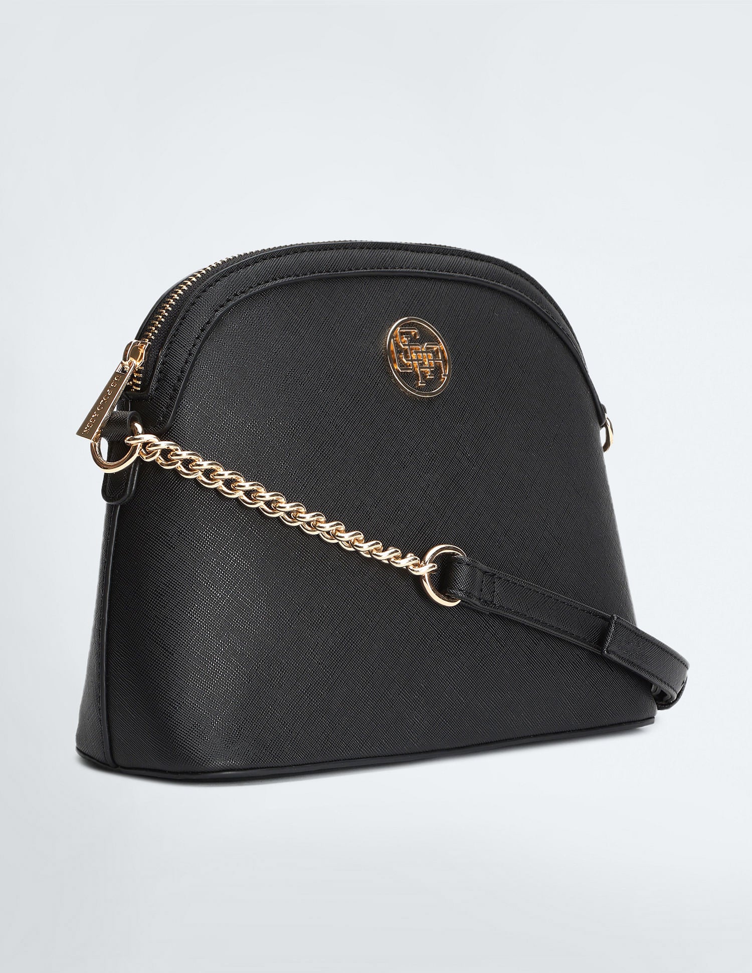 Chain Detail Dome Sling Bag Black - U.S. POLO ASSN. | Large
