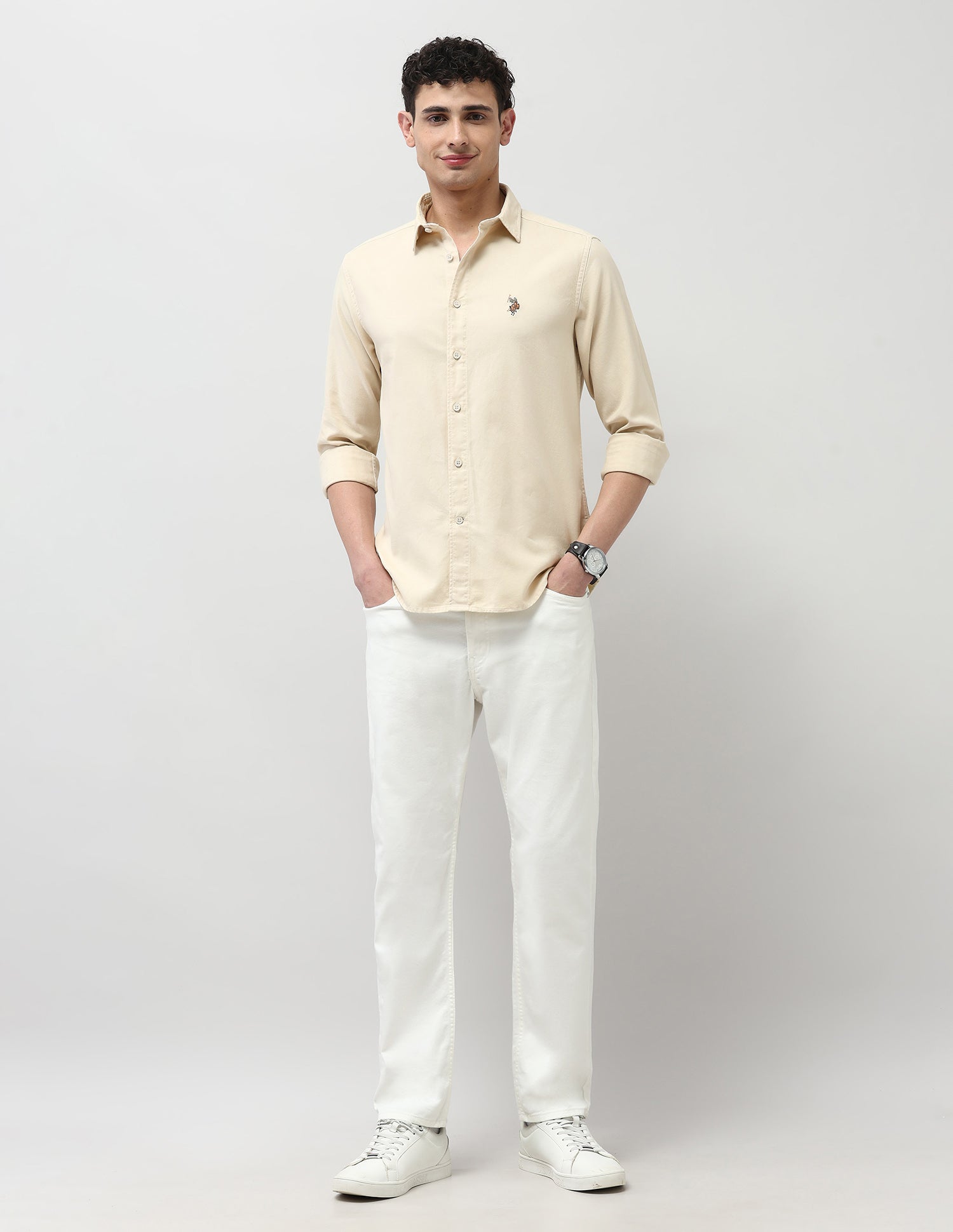 Twill Pure Cotton Shirt White - U.S. POLO ASSN. | Large