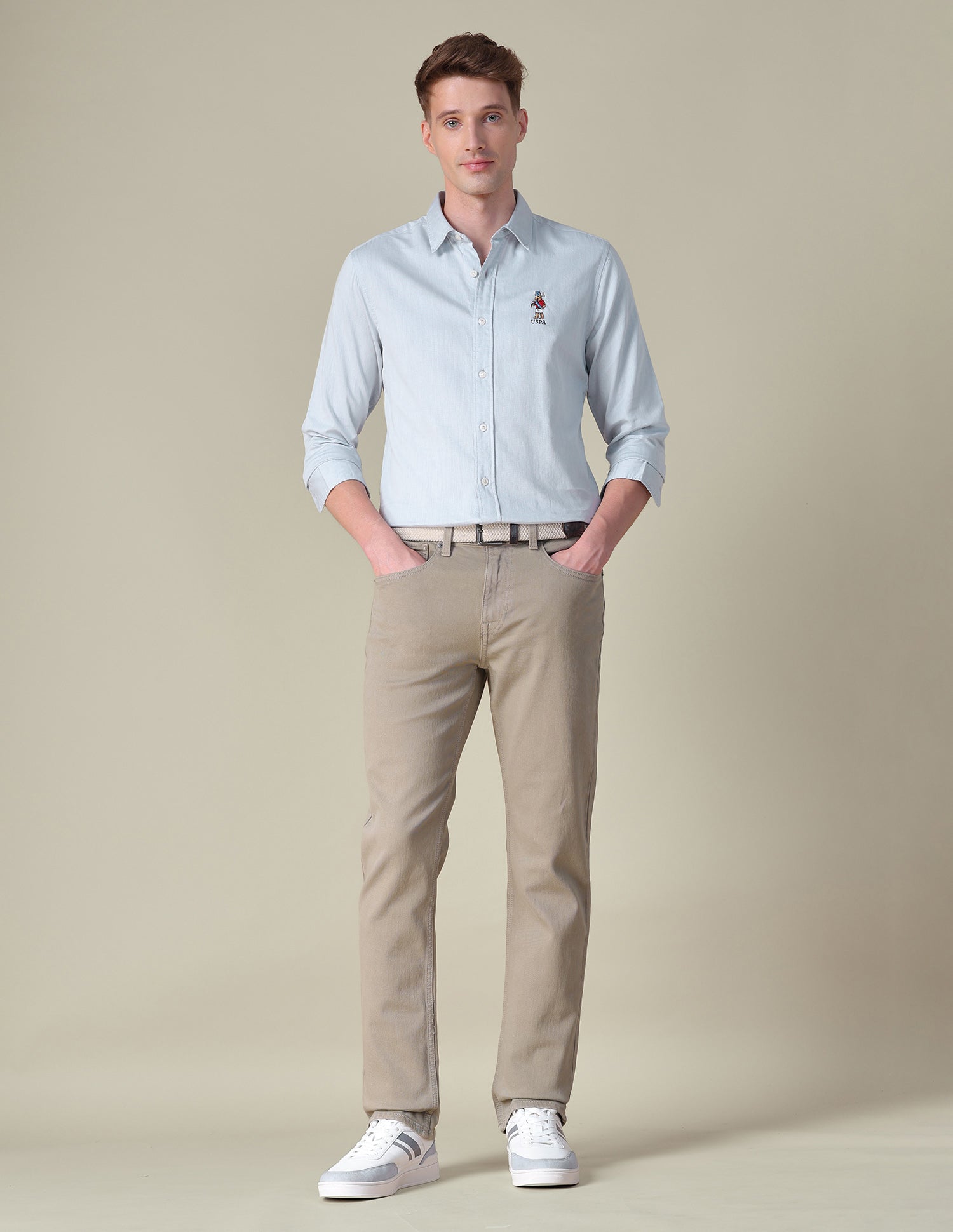 Twill Tailored Fit Shirt Light Grey - U.S. POLO ASSN. | Large