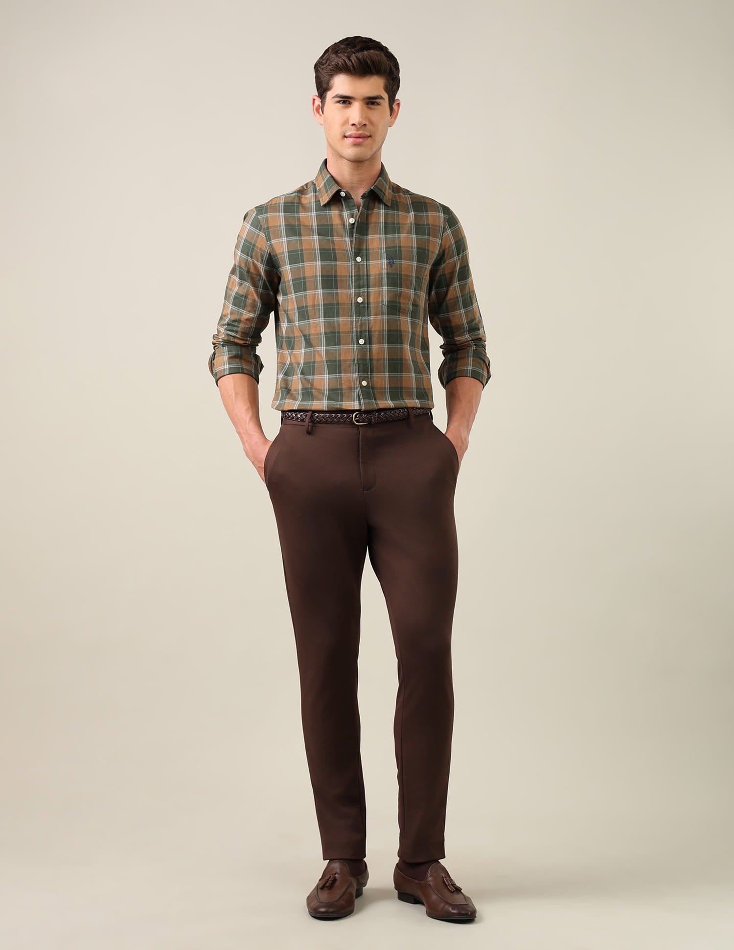 Twill Plaid Checked Shirt Green - U.S. Polo Assn. India | Large