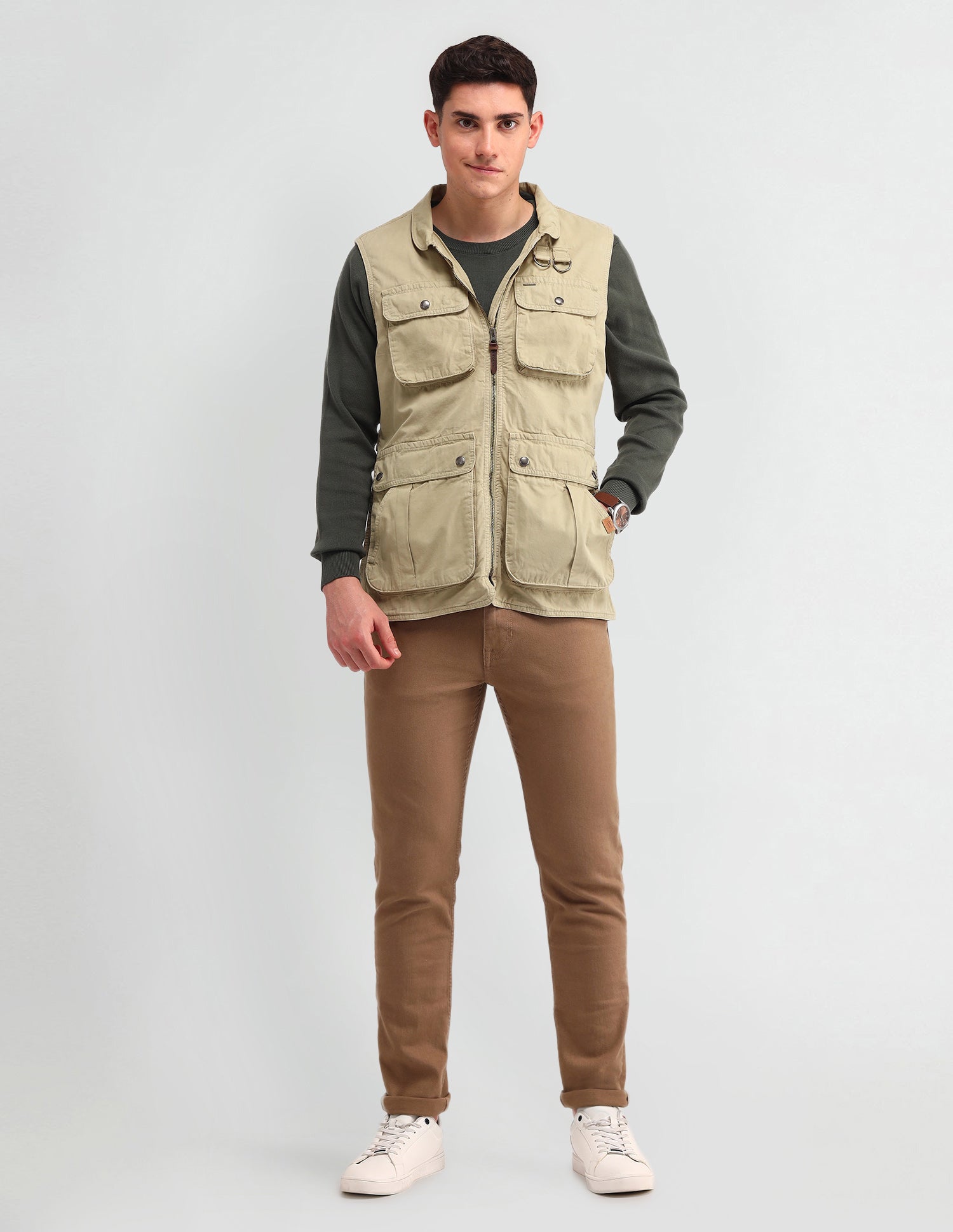 Solid Regular Fit Jacket Khaki - U.S. POLO ASSN. | Large