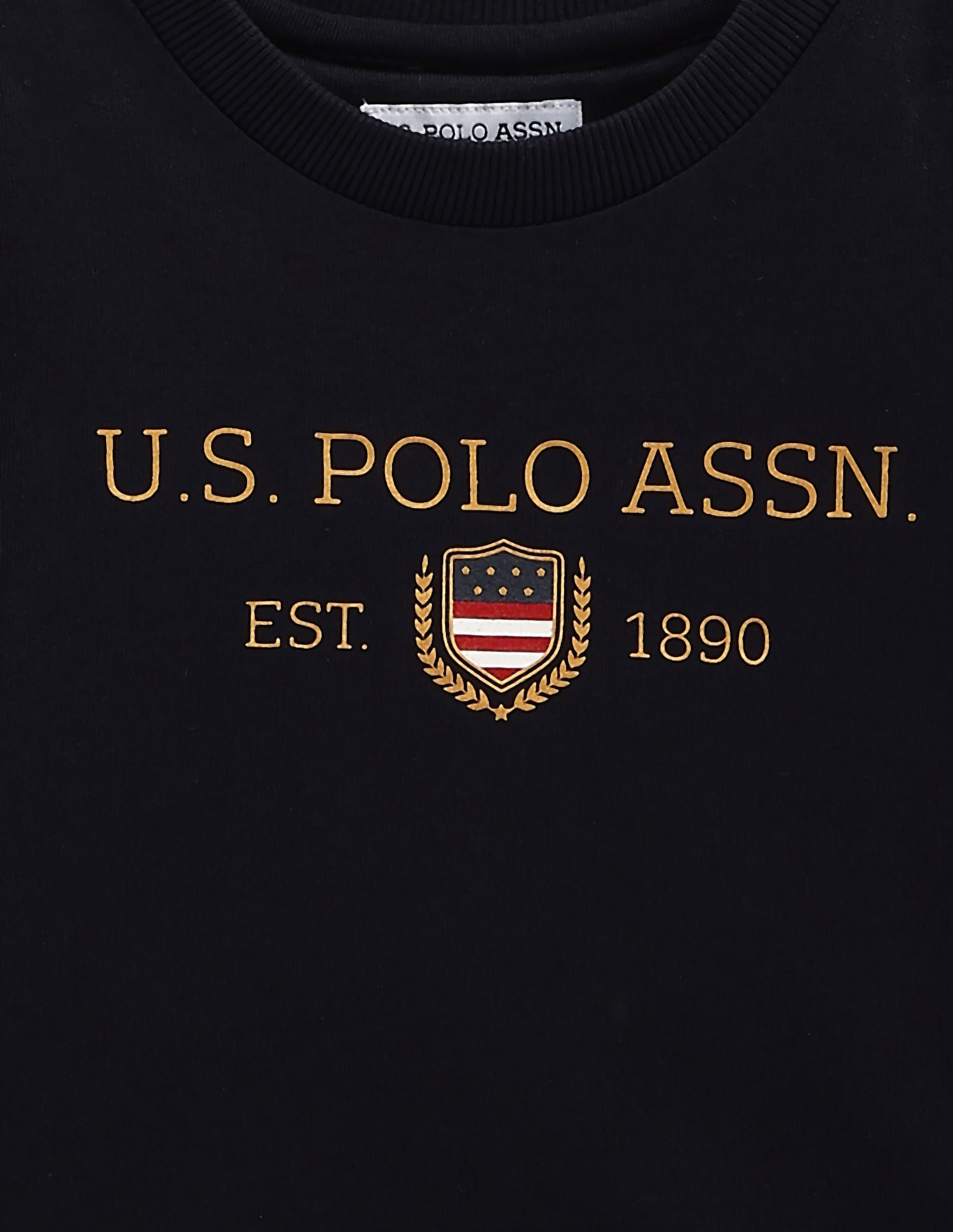 Brand Print Cotton Sweatshirt Navy - U.S. Polo Assn. India | Large