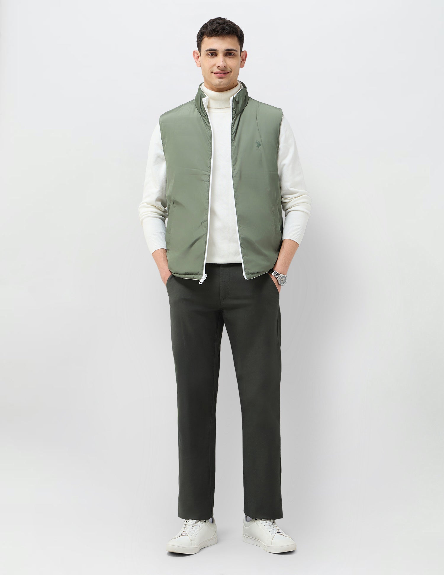 Solid Regular Fit Reversible Jacket White - U.S. POLO ASSN. | Large